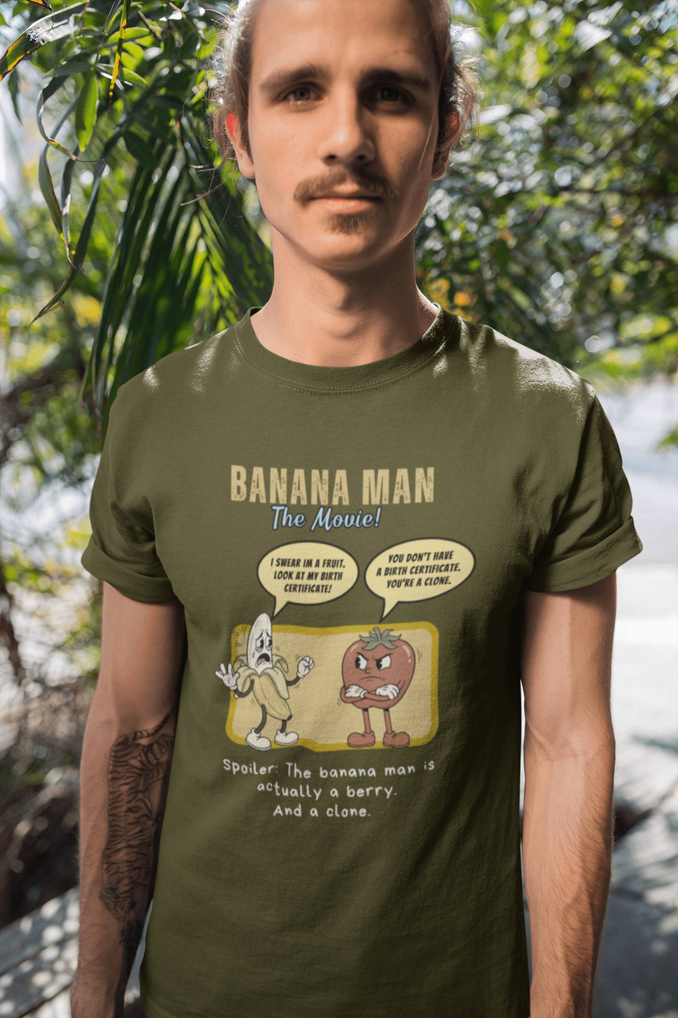 Banana Man The Movie Parody T-Shirt, Funny Banana is a Berry Clone Joke Shirt - Guilty Kick Apparel