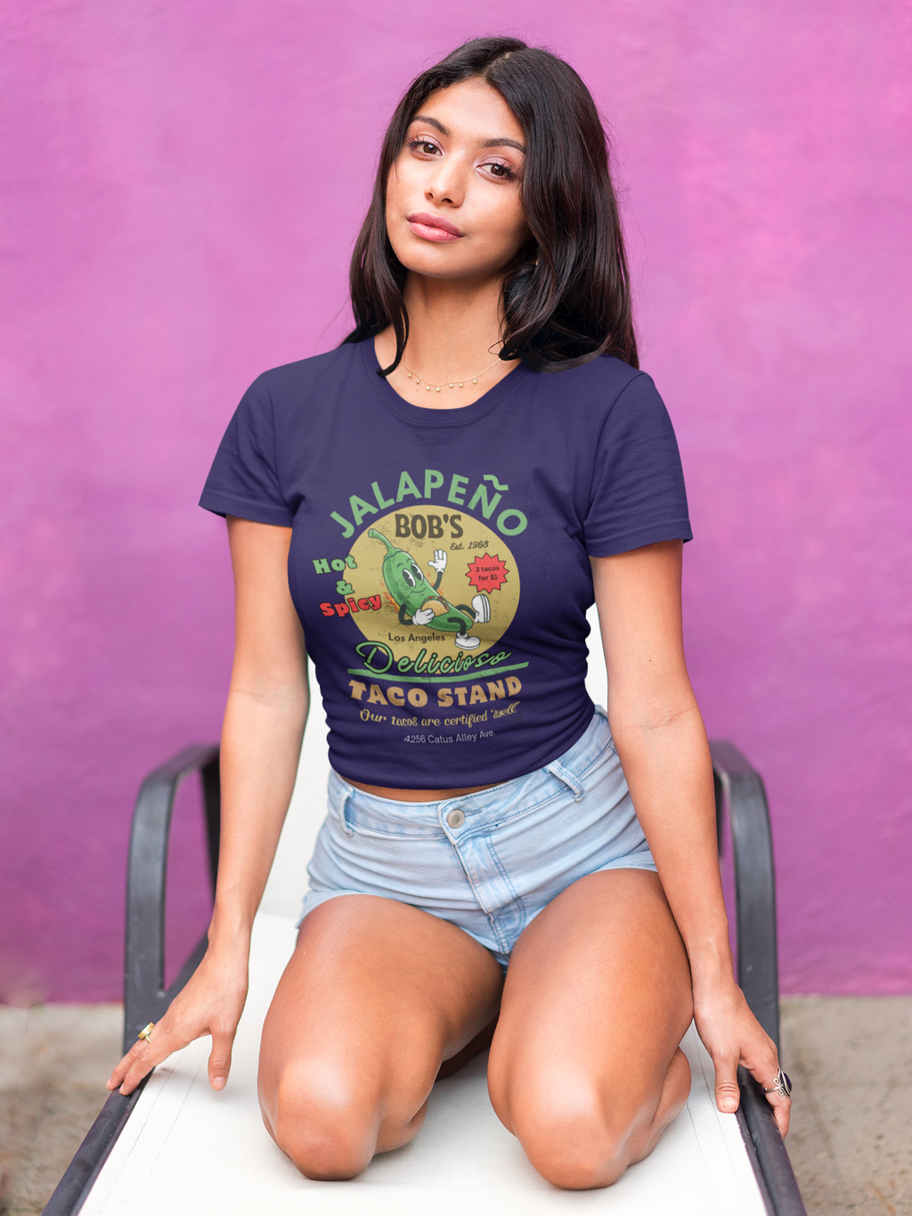 Vintage Jalapeno Bob's Taco Stand Unisex Cotton Crew Tee
