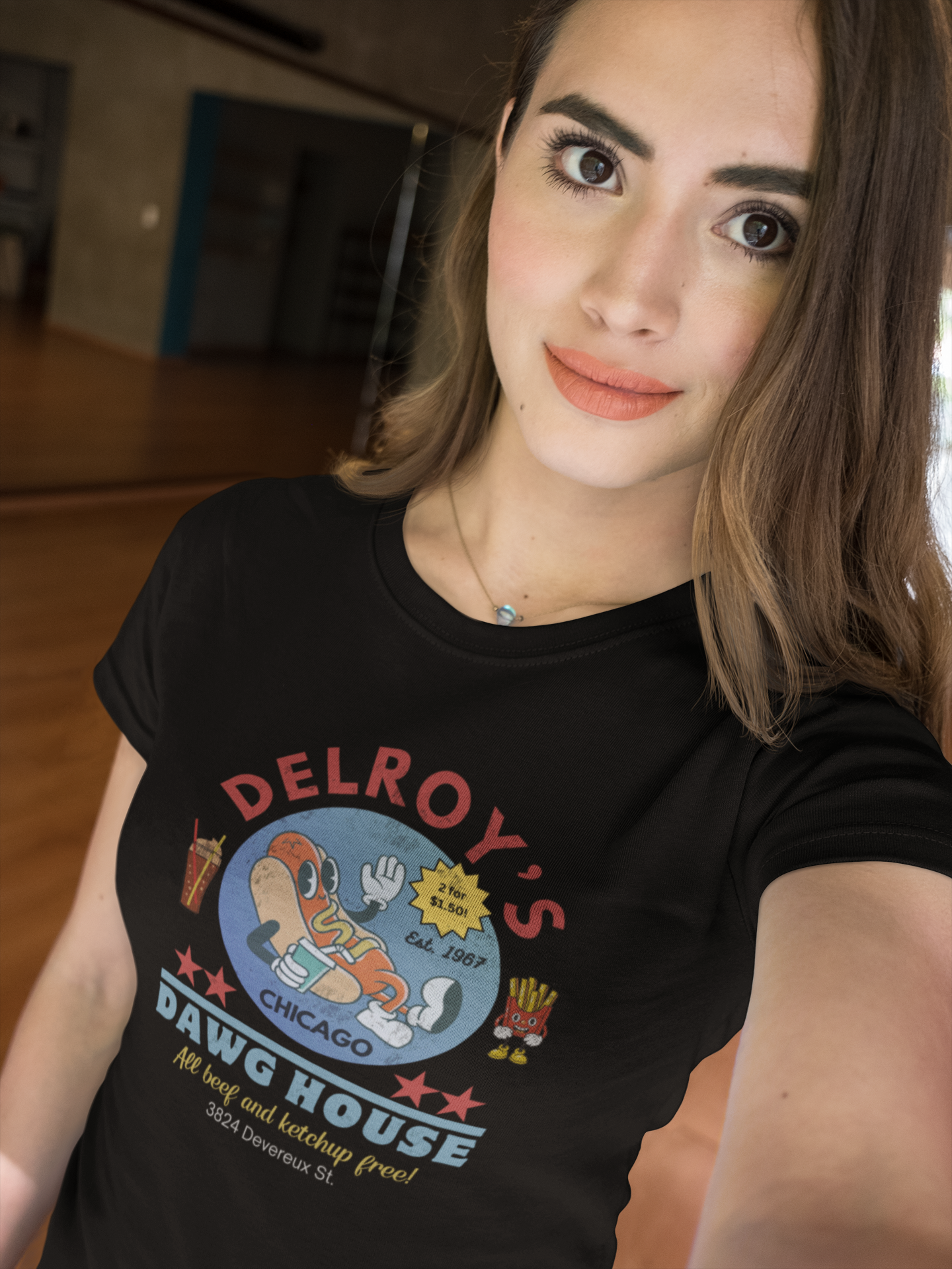 Vintage Hot Dog Restaurant Unisex Tee - Delroy's Dawg House, Chicago 1967