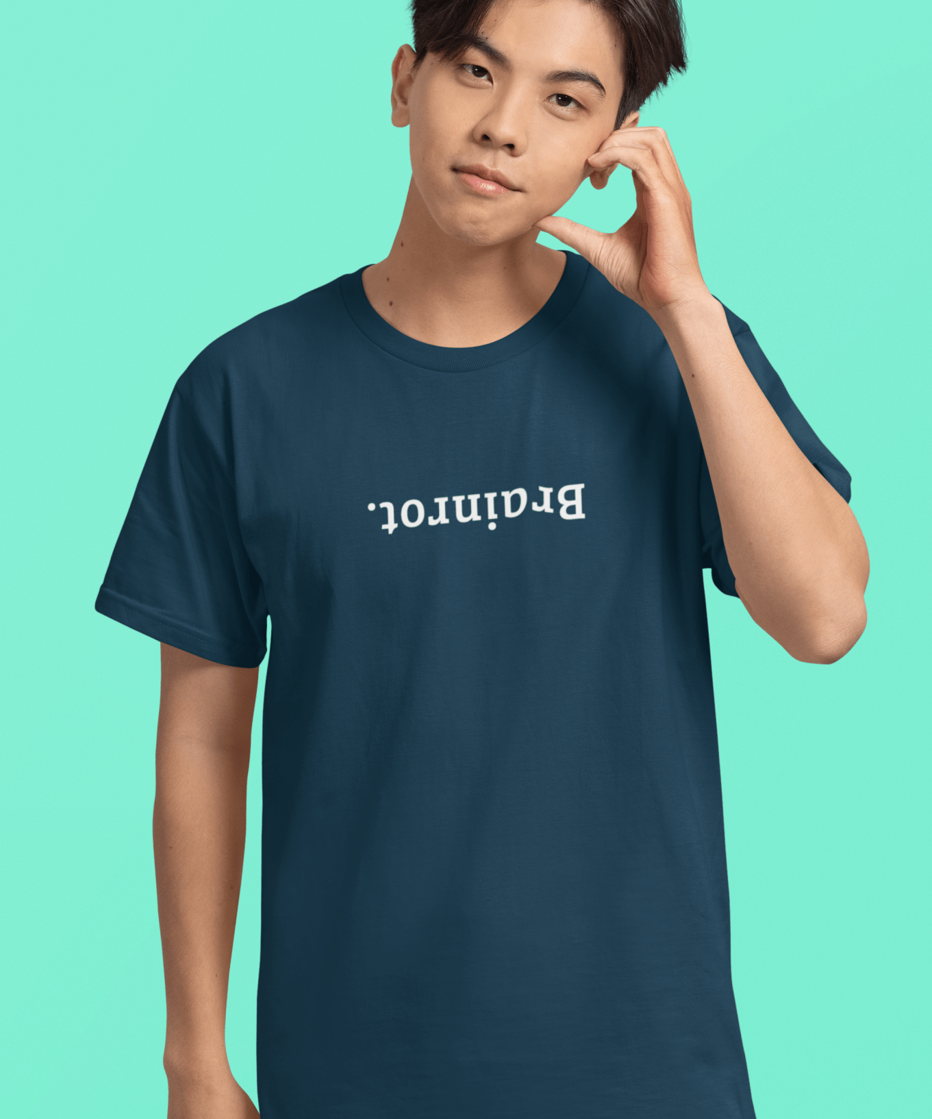 Brainrot. Upside Down Minimalist Text T-Shirt - Guilty Kick Apparel
