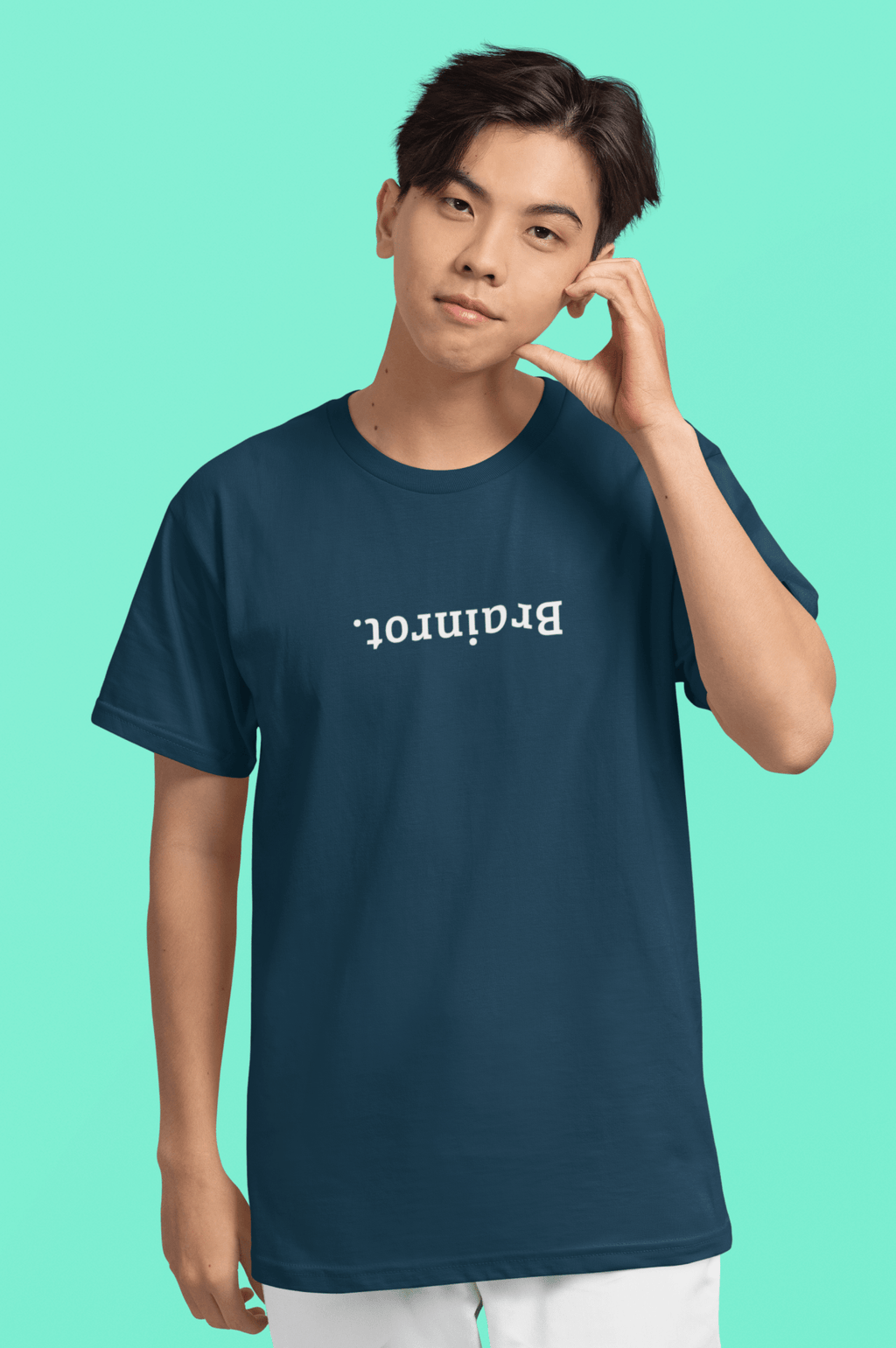 Brainrot. Upside Down Minimalist Text T-Shirt - Guilty Kick Apparel