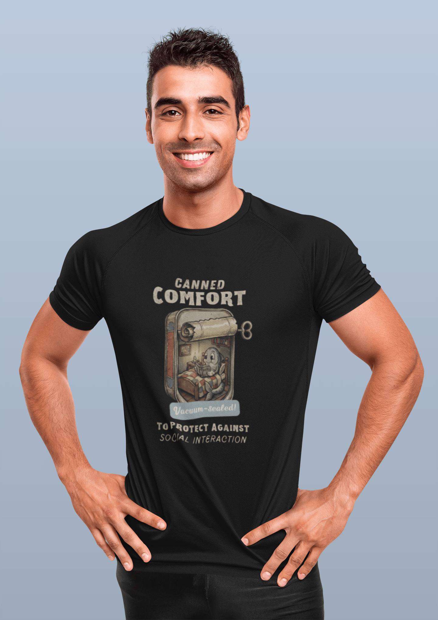 Canned Comfort: Introvert Fish Retro 1930s Cartoon Social Anxiety T-Shirt - Guilty Kick Apparel