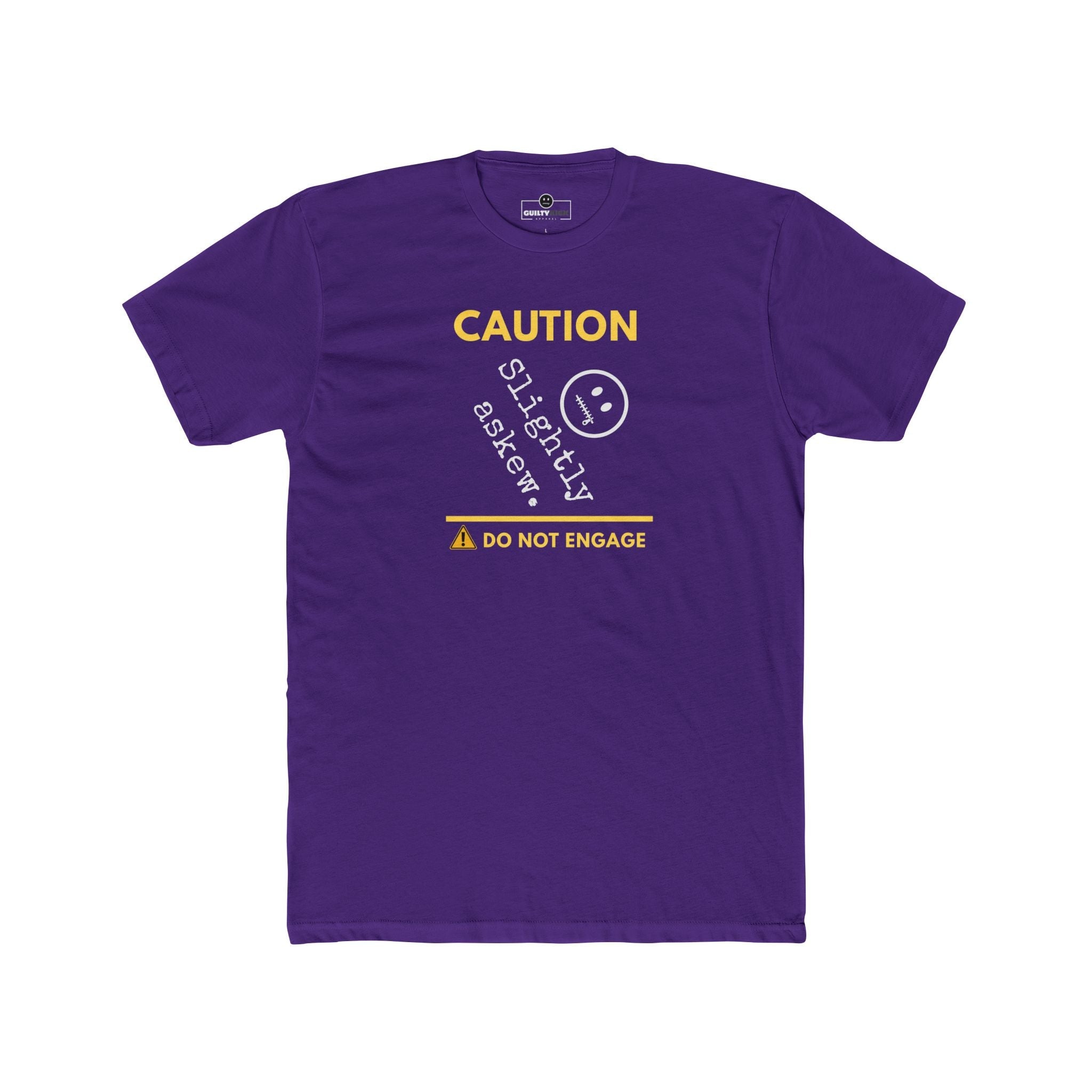 Caution Slightly Askew Tee | Do Not Engage Satirical Graphic T-Shirt - Guilty Kick Apparel