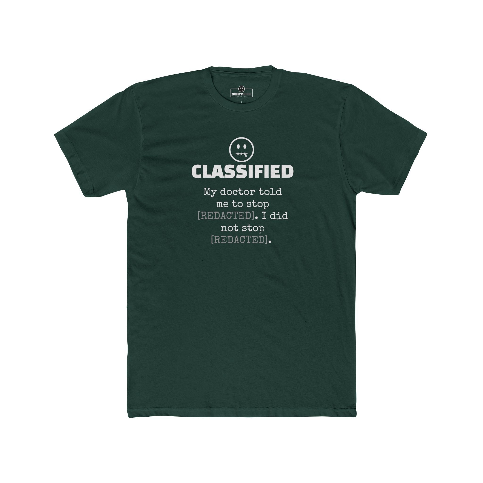 Classified Redacted Doctor Advice Tee Absurdist Overthinker Zipper Smile Graphic T-Shirt - Guilty Kick Apparel
