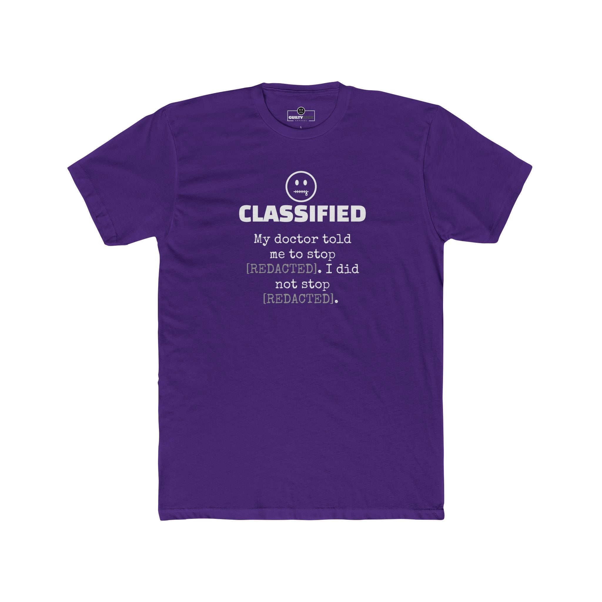 Classified Redacted Doctor Advice Tee Absurdist Overthinker Zipper Smile Graphic T-Shirt - Guilty Kick Apparel