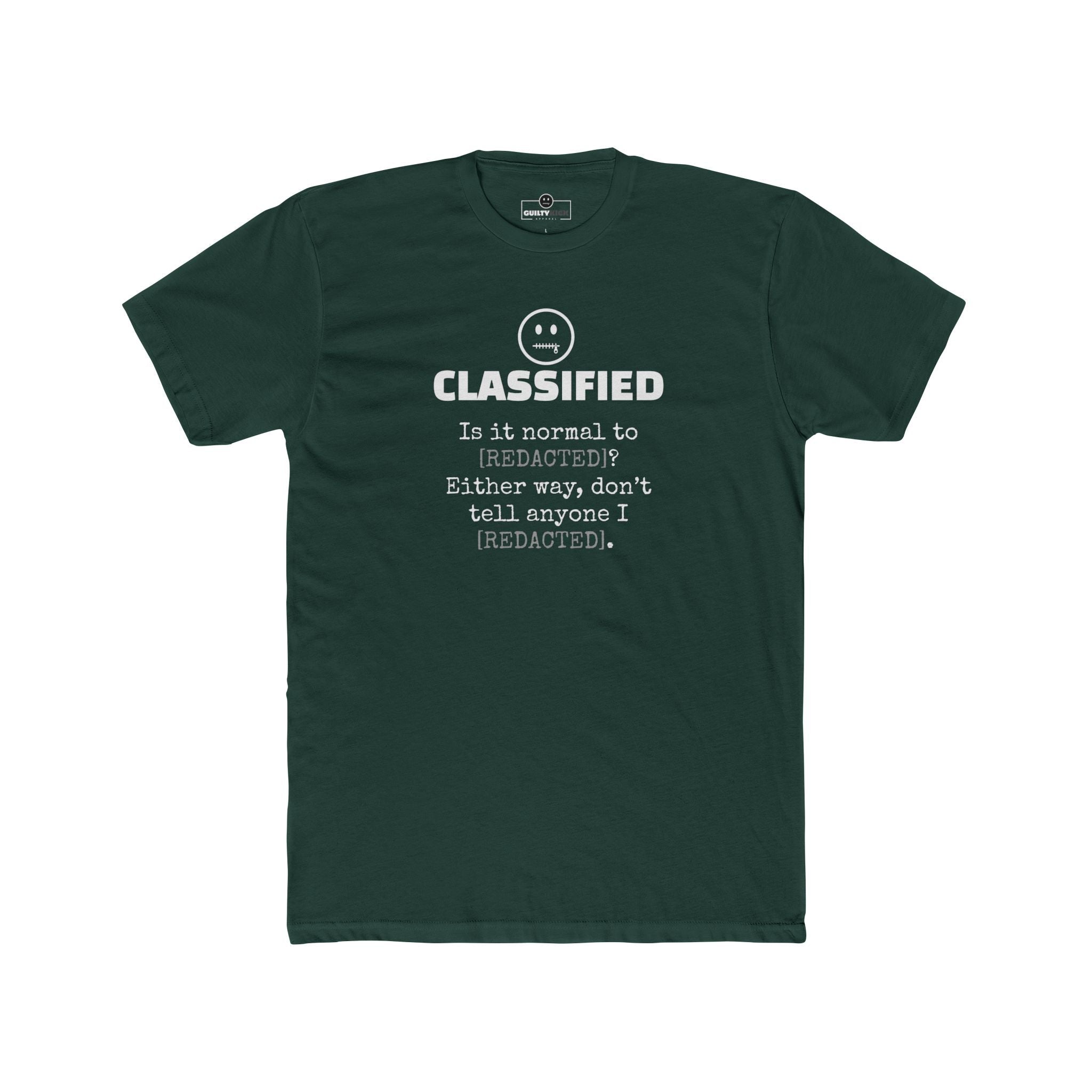 Classified Redacted Questions Tee Absurdist Overthinker Zipper Smile Graphic T-Shirt - Guilty Kick Apparel