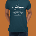 Classified Redacted Questions Tee Absurdist Overthinker Zipper Smile Graphic T-Shirt - Guilty Kick Apparel