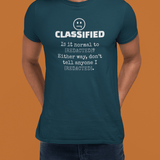 Classified Redacted Questions Tee Absurdist Overthinker Zipper Smile Graphic T-Shirt - Guilty Kick Apparel