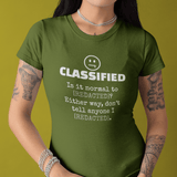 Classified Redacted Questions Tee Absurdist Overthinker Zipper Smile Graphic T-Shirt - Guilty Kick Apparel