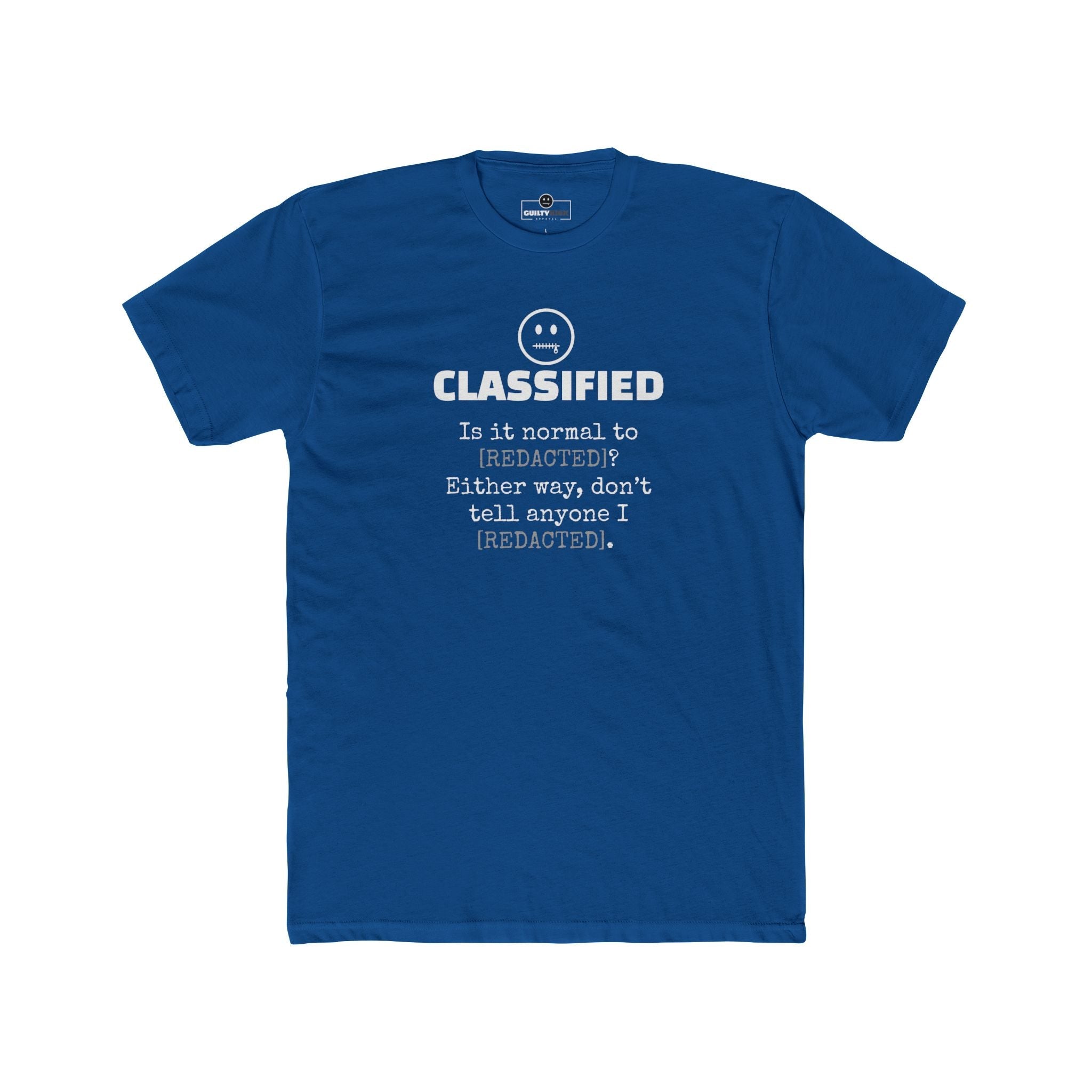 Classified Redacted Questions Tee Absurdist Overthinker Zipper Smile Graphic T-Shirt - Guilty Kick Apparel