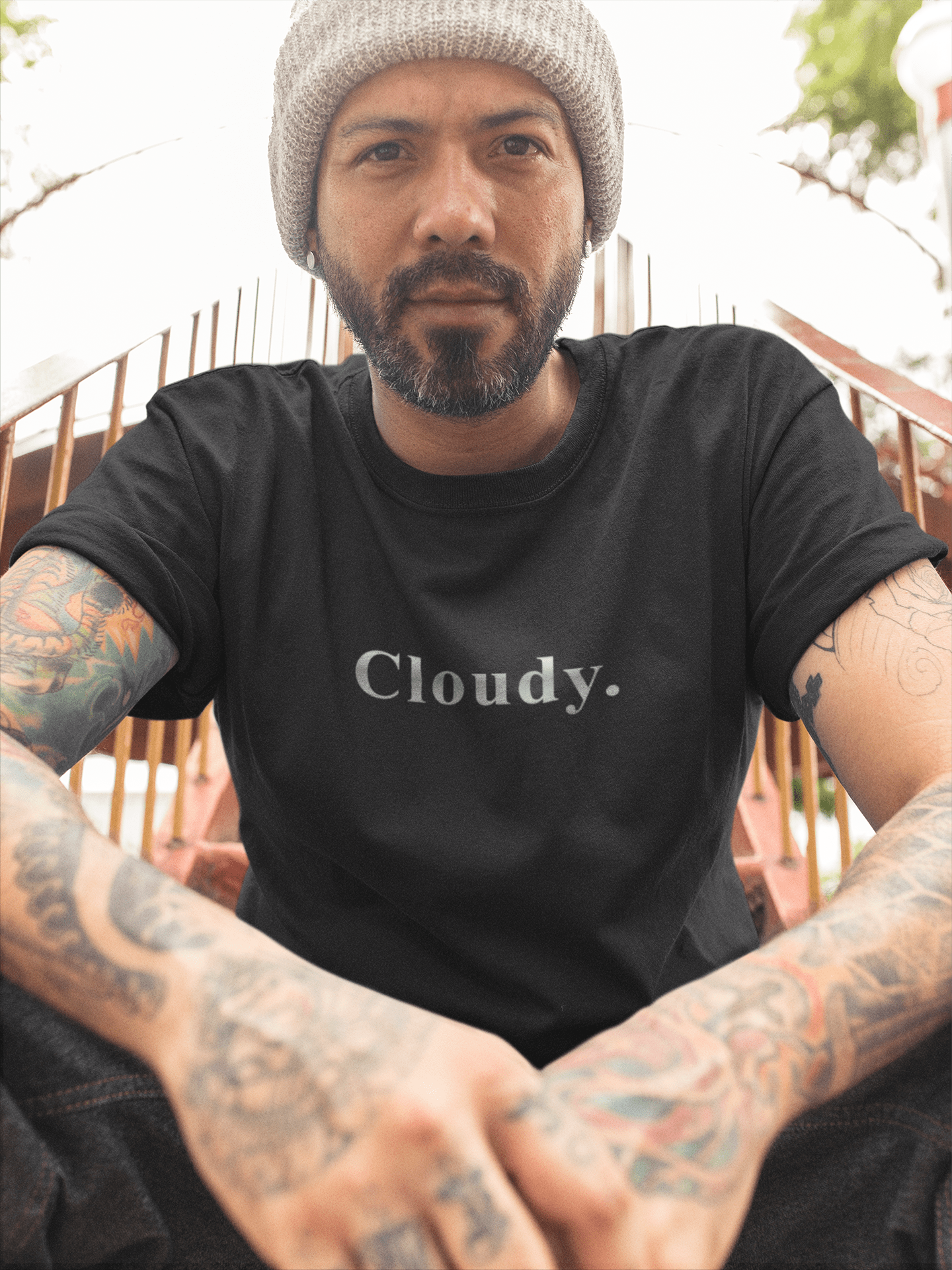 Cloudy. Minimalist Silver Gradient Aesthetic Graphic T-Shirt - Guilty Kick Apparel