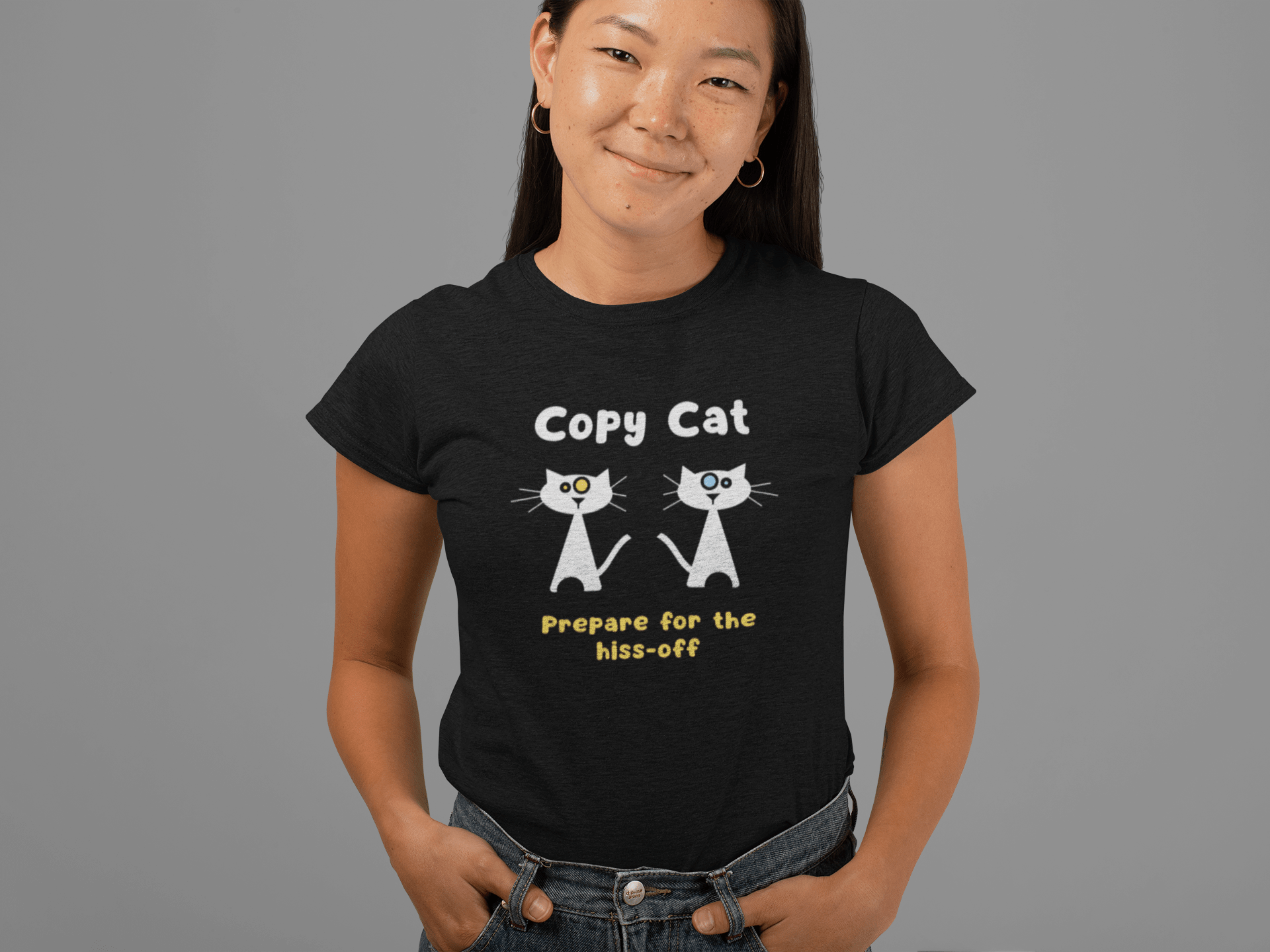 Copy Cat: Prepare for the Hiss - Off Tee Mid - Century Modern Multi - Cat Household Graphic Shirt - Guilty Kick Apparel