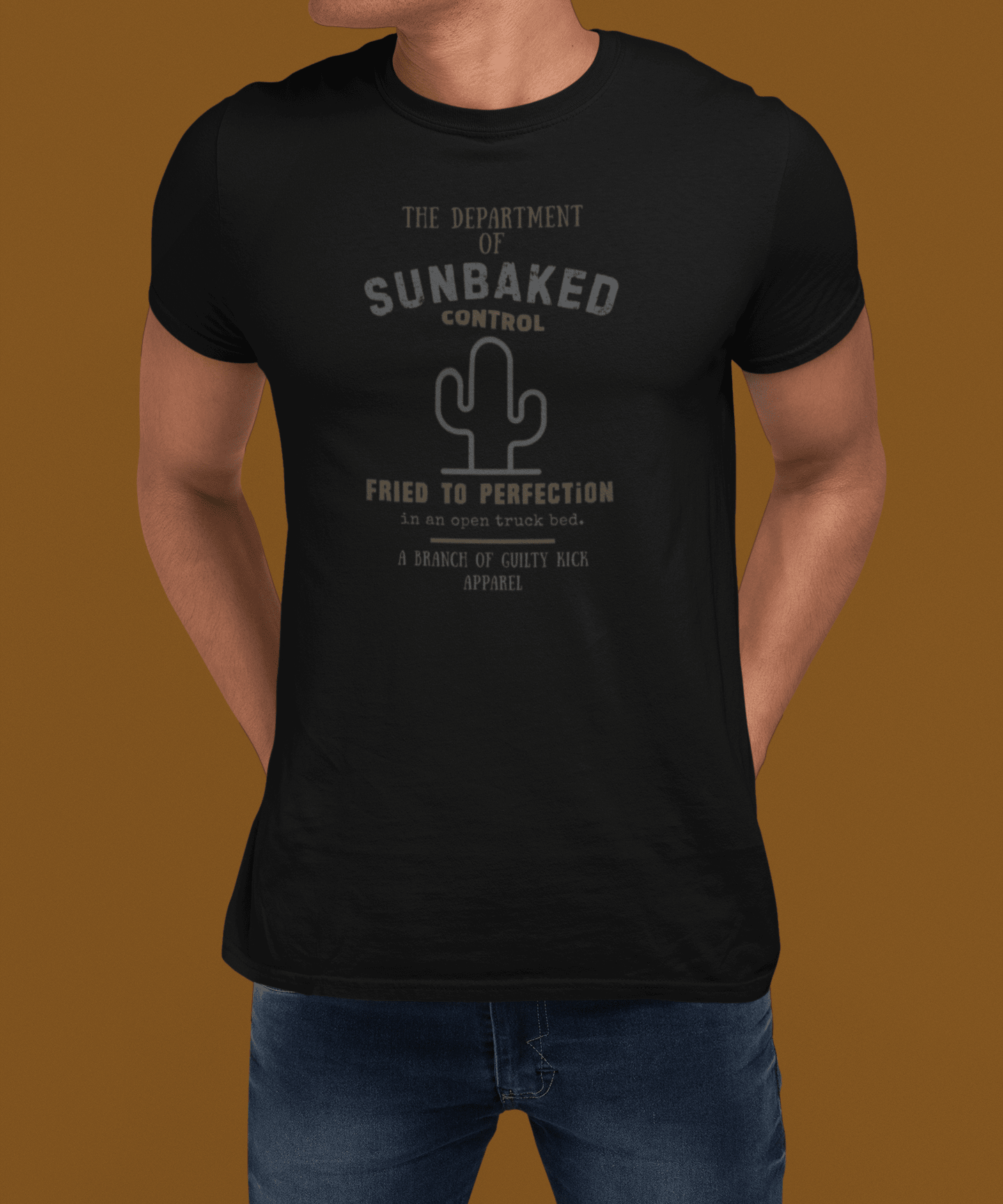 Department of Sunbaked Control Retro Tee Funny Cactus Faded Distressed T-Shirt - Guilty Kick Apparel