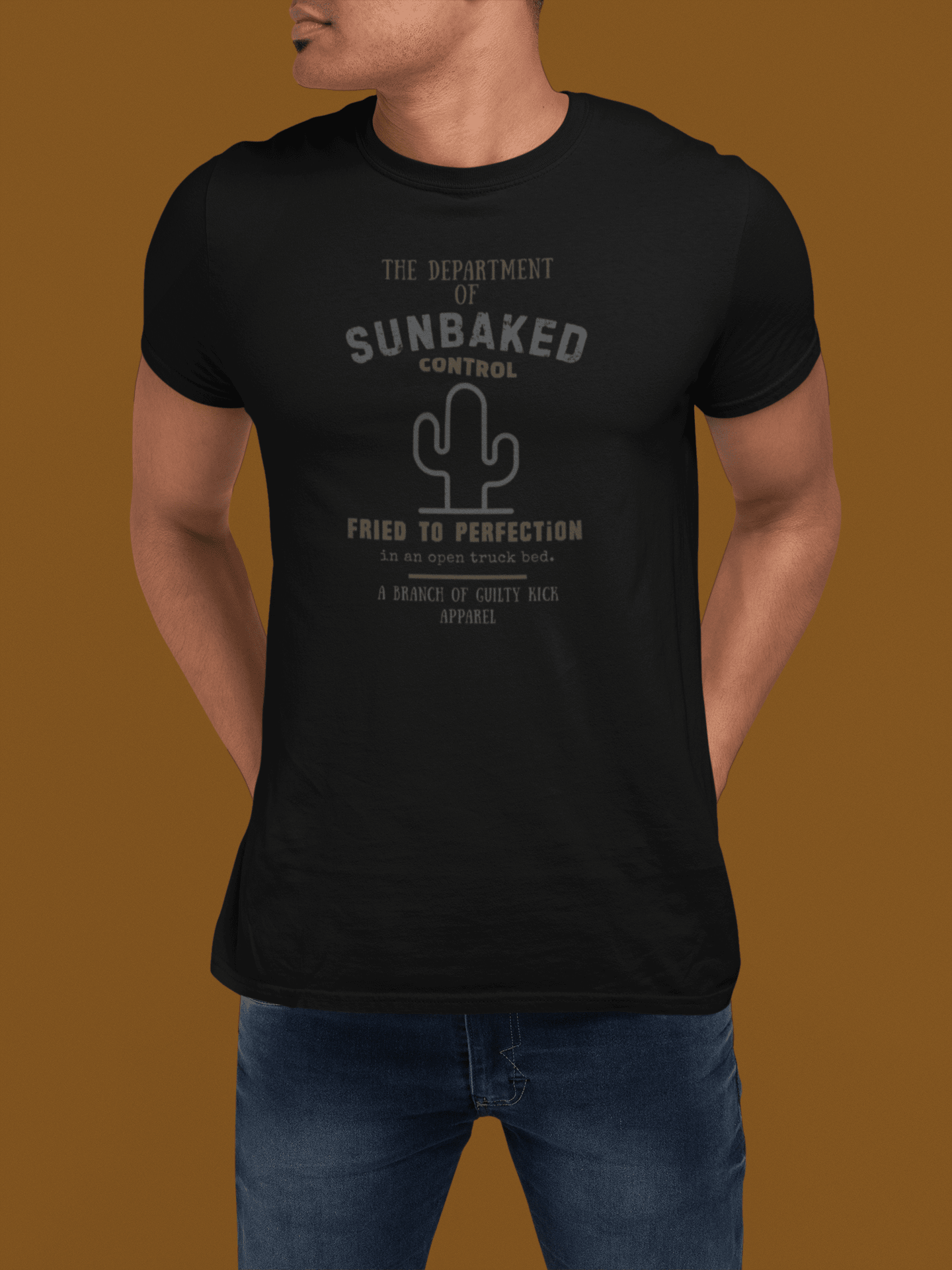 Department of Sunbaked Control Retro Tee Funny Cactus Faded Distressed T-Shirt - Guilty Kick Apparel