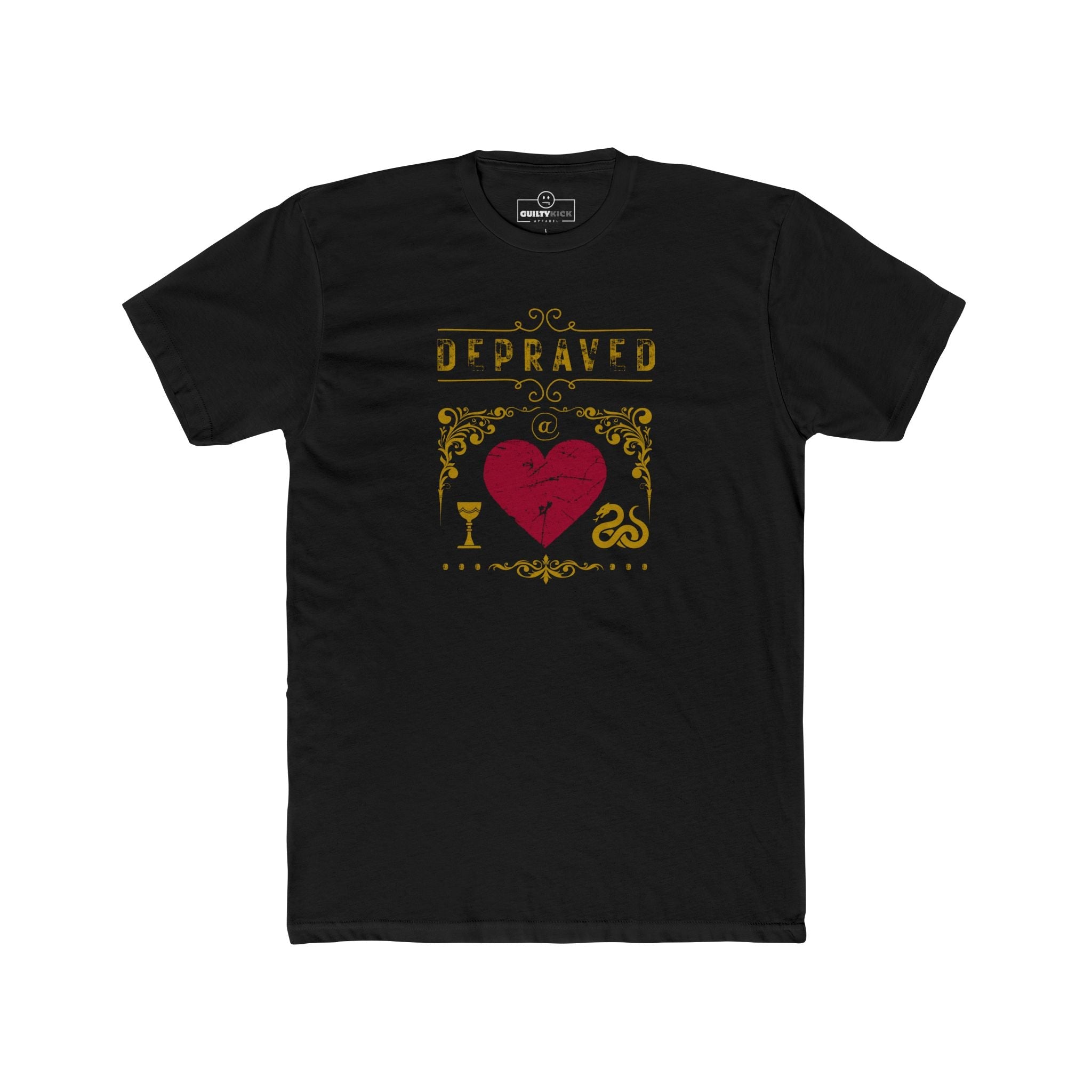 Depraved at Heart Vintage Sunbaked Graphic T-Shirt | Sarcastic Dark Humor & Gothic Tarot Tee - Guilty Kick Apparel