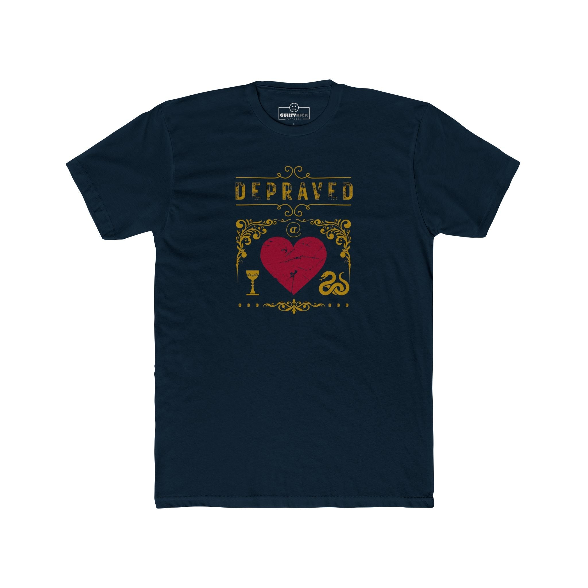 Depraved at Heart Vintage Sunbaked Graphic T-Shirt | Sarcastic Dark Humor & Gothic Tarot Tee - Guilty Kick Apparel