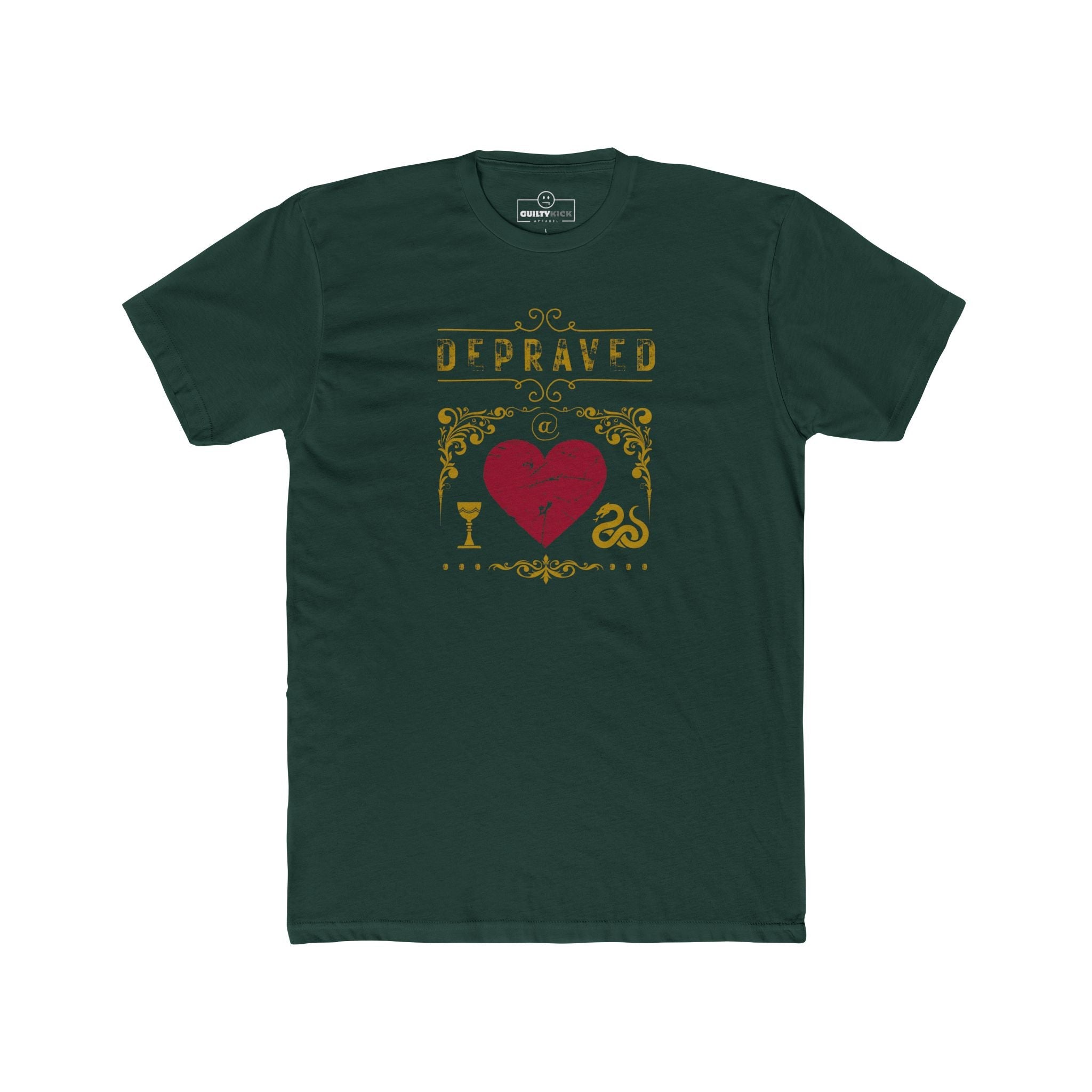 Depraved at Heart Vintage Sunbaked Graphic T-Shirt | Sarcastic Dark Humor & Gothic Tarot Tee - Guilty Kick Apparel