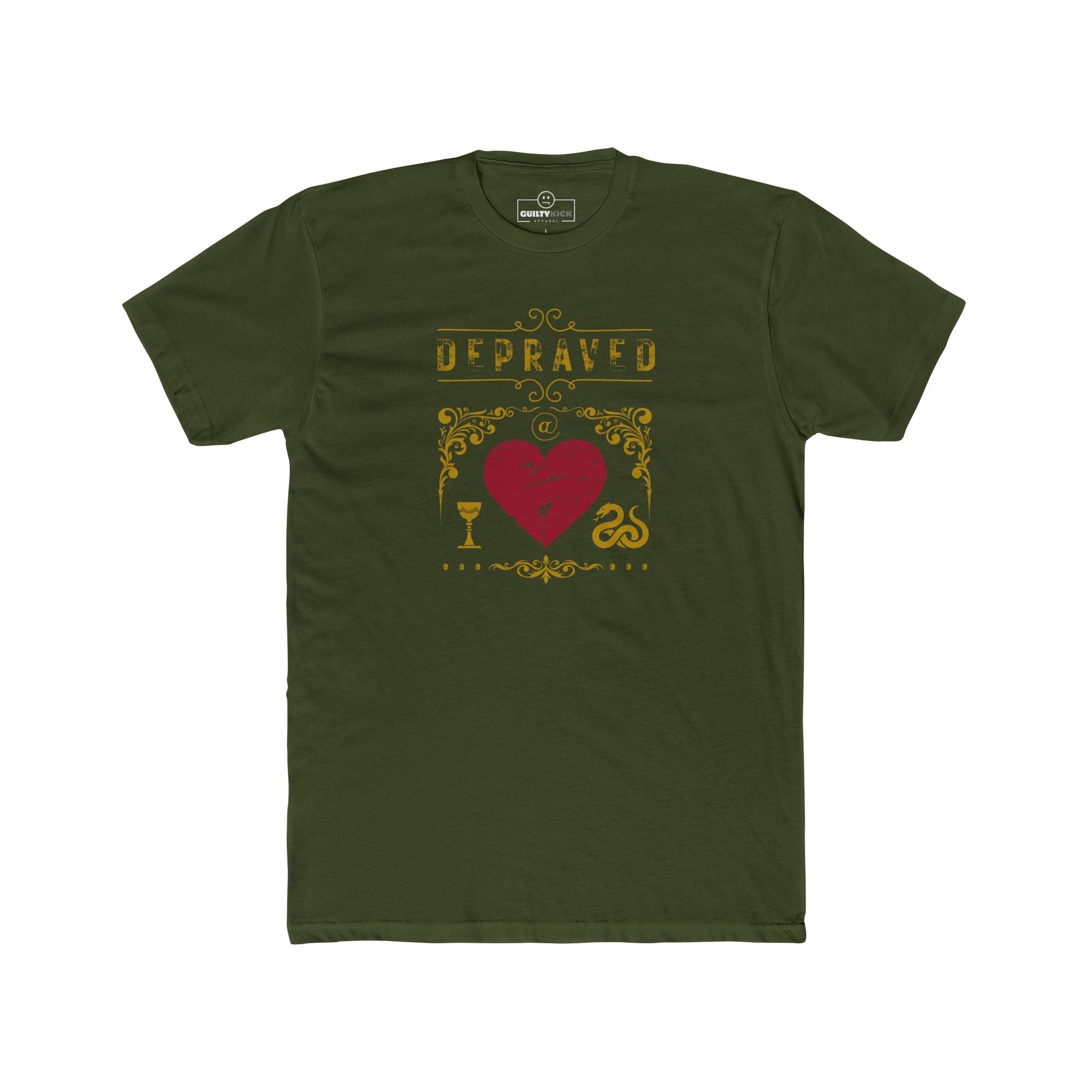 Depraved at Heart Vintage Sunbaked Graphic T-Shirt | Sarcastic Dark Humor & Gothic Tarot Tee - Guilty Kick Apparel
