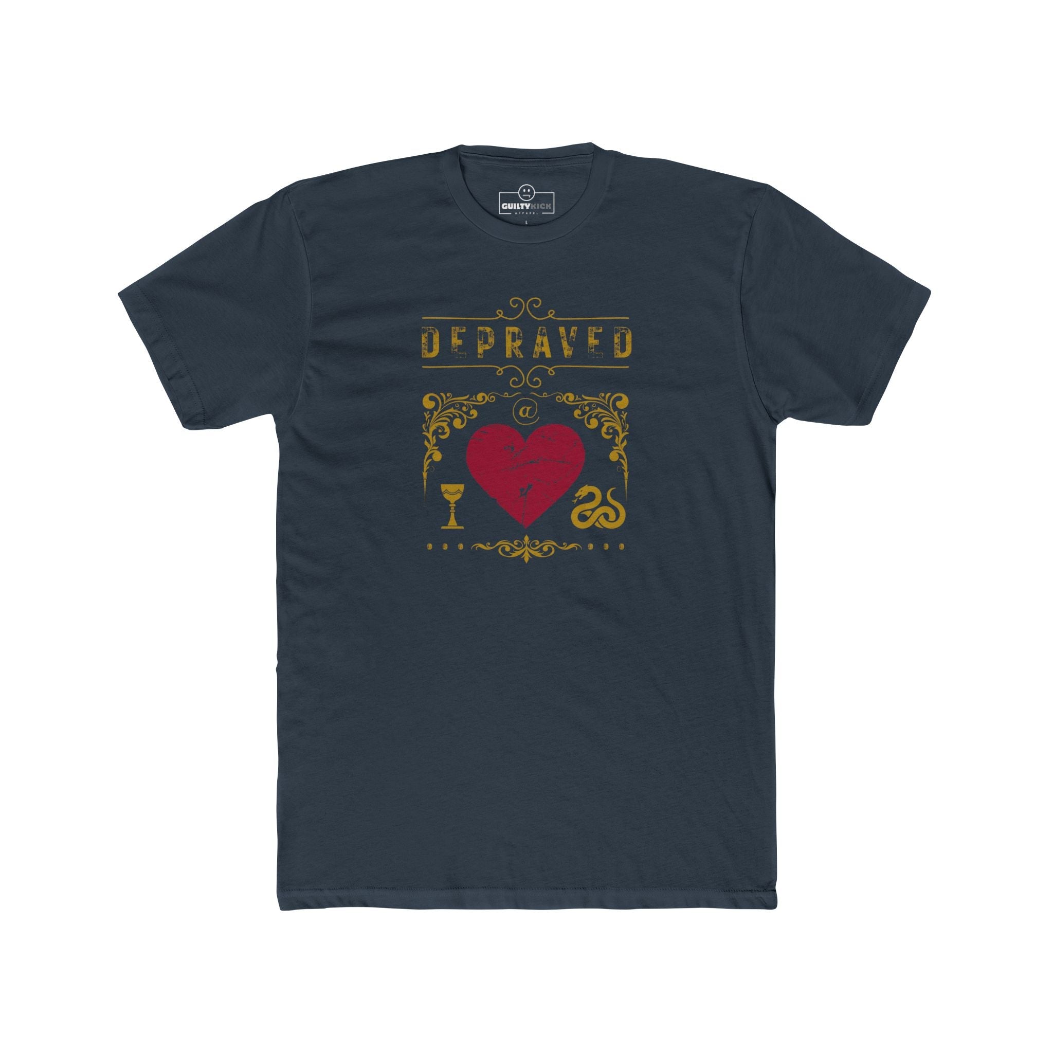 Depraved at Heart Vintage Sunbaked Graphic T-Shirt | Sarcastic Dark Humor & Gothic Tarot Tee - Guilty Kick Apparel