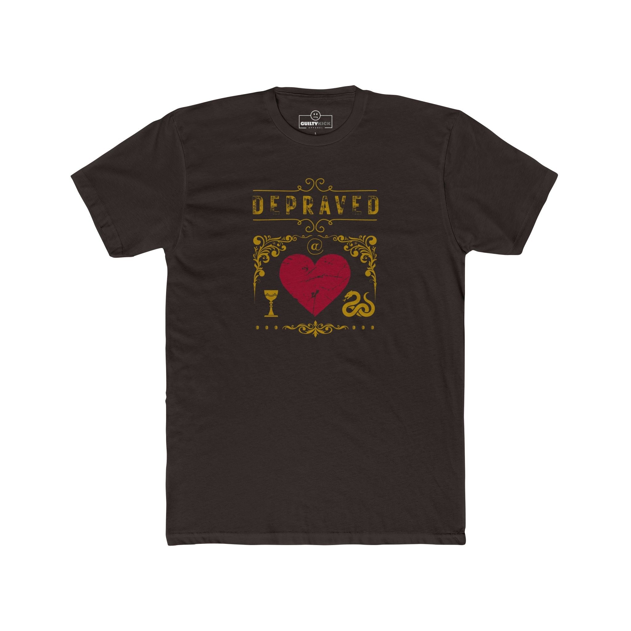 Depraved at Heart Vintage Sunbaked Graphic T-Shirt | Sarcastic Dark Humor & Gothic Tarot Tee - Guilty Kick Apparel