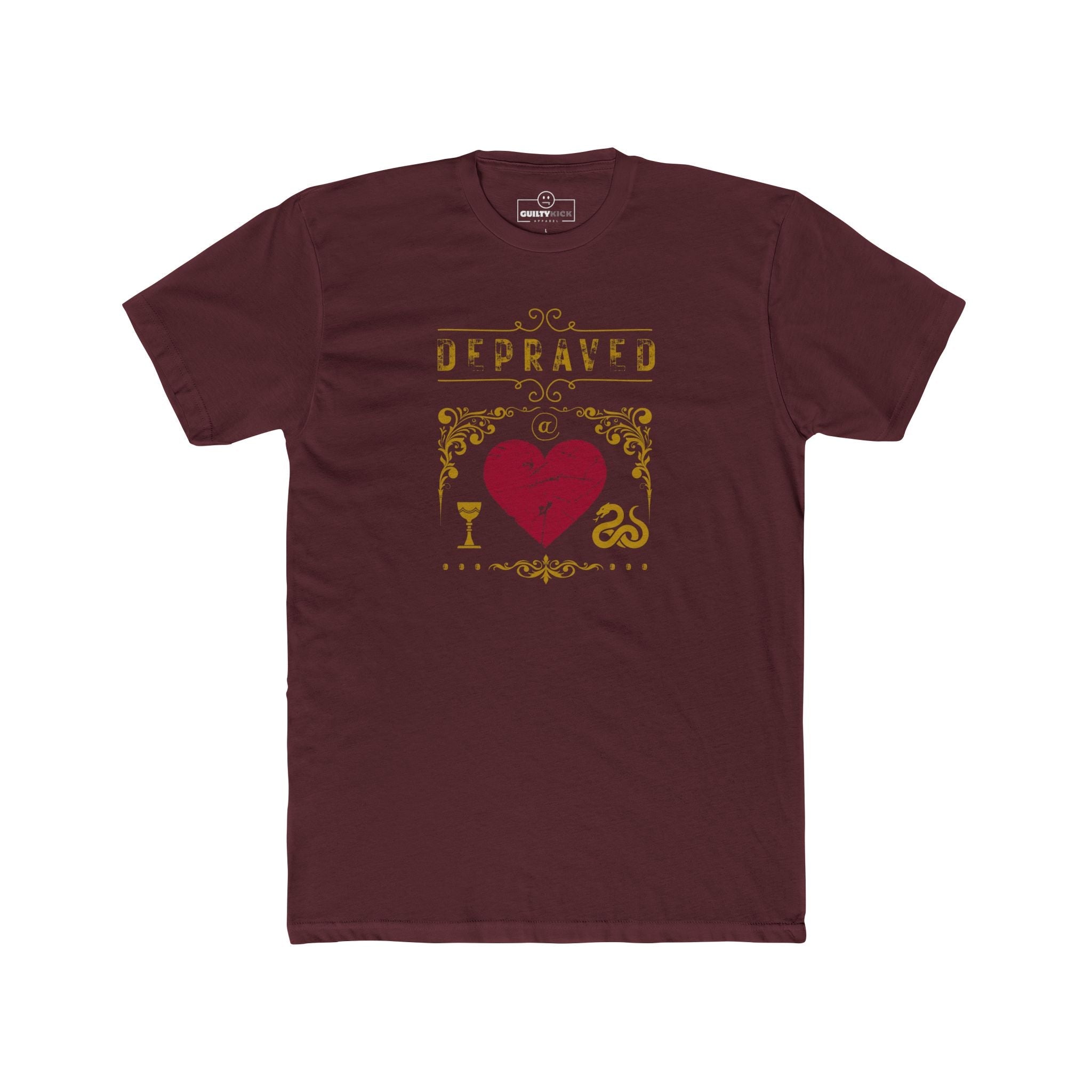 Depraved at Heart Vintage Sunbaked Graphic T-Shirt | Sarcastic Dark Humor & Gothic Tarot Tee - Guilty Kick Apparel
