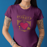 Depraved at Heart Vintage Sunbaked Graphic T-Shirt | Sarcastic Dark Humor & Gothic Tarot Tee - Guilty Kick Apparel