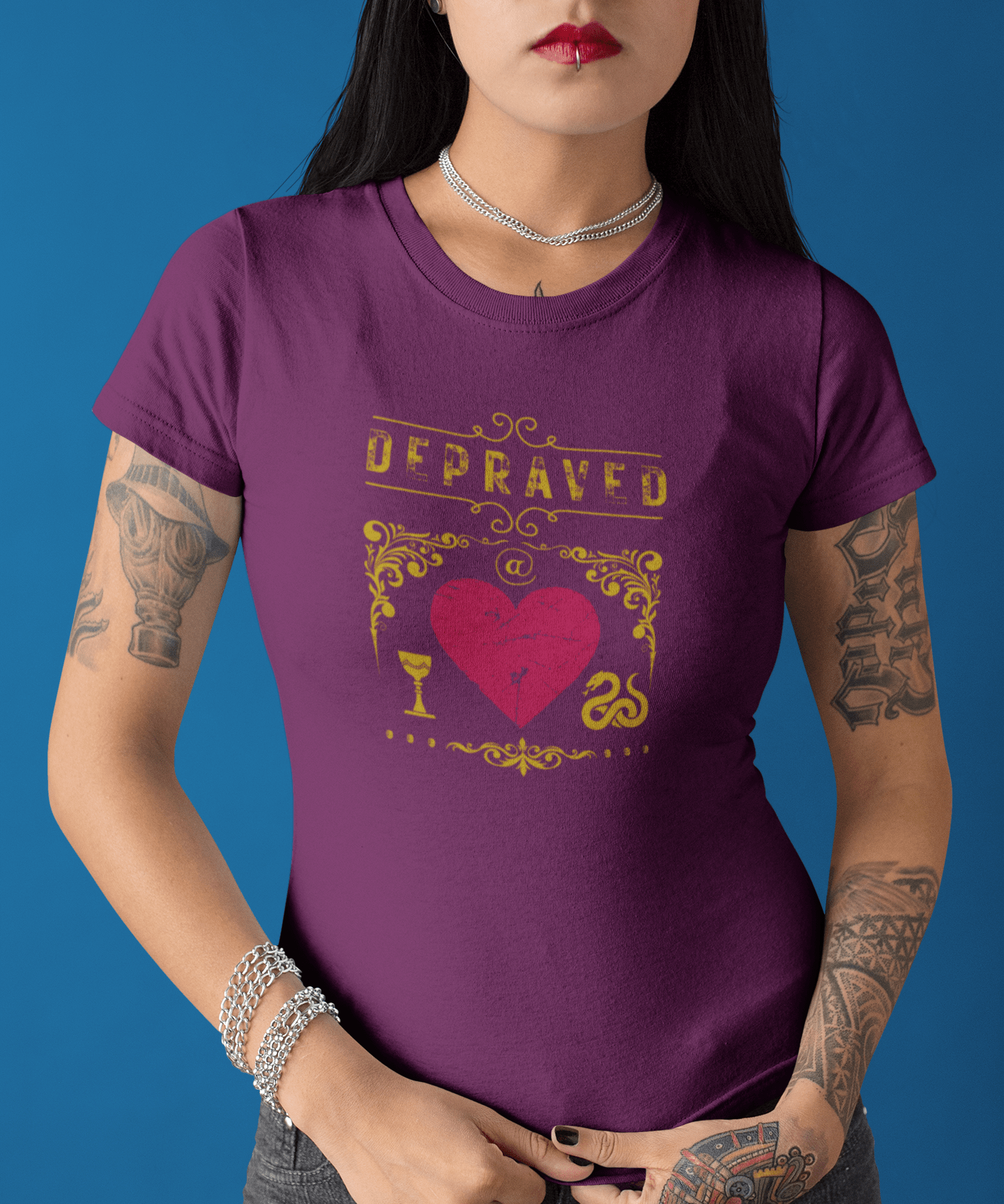 Depraved at Heart Vintage Sunbaked Graphic T-Shirt | Sarcastic Dark Humor & Gothic Tarot Tee - Guilty Kick Apparel