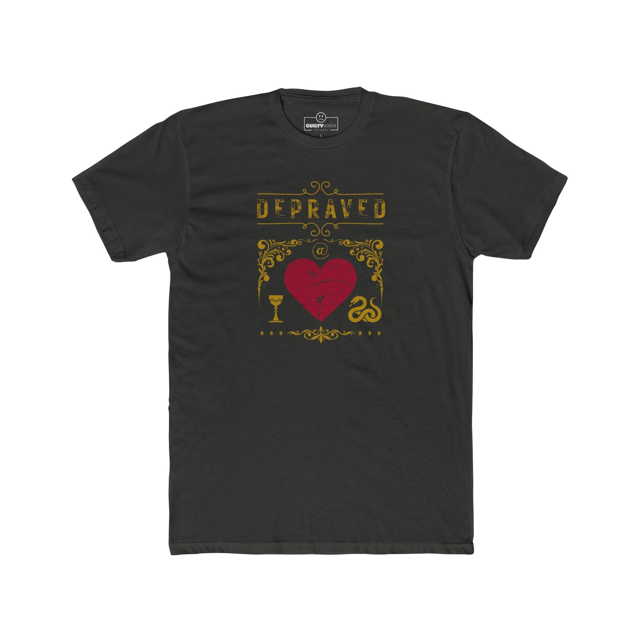 Depraved at Heart Vintage Sunbaked Graphic T-Shirt | Sarcastic Dark Humor & Gothic Tarot Tee - Guilty Kick Apparel
