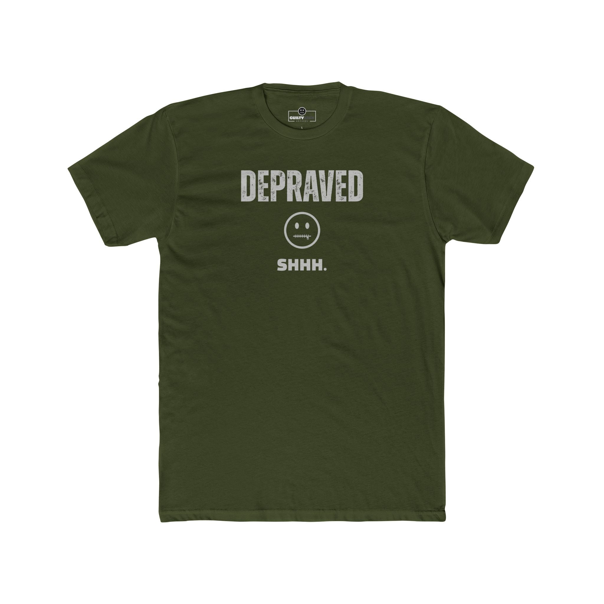 Depraved Shhh Zipper Mouth T-Shirt Dark Humor Satire Graphic Tee - Guilty Kick Apparel