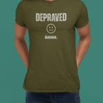 Depraved Shhh Zipper Mouth T-Shirt Dark Humor Satire Graphic Tee - Guilty Kick Apparel