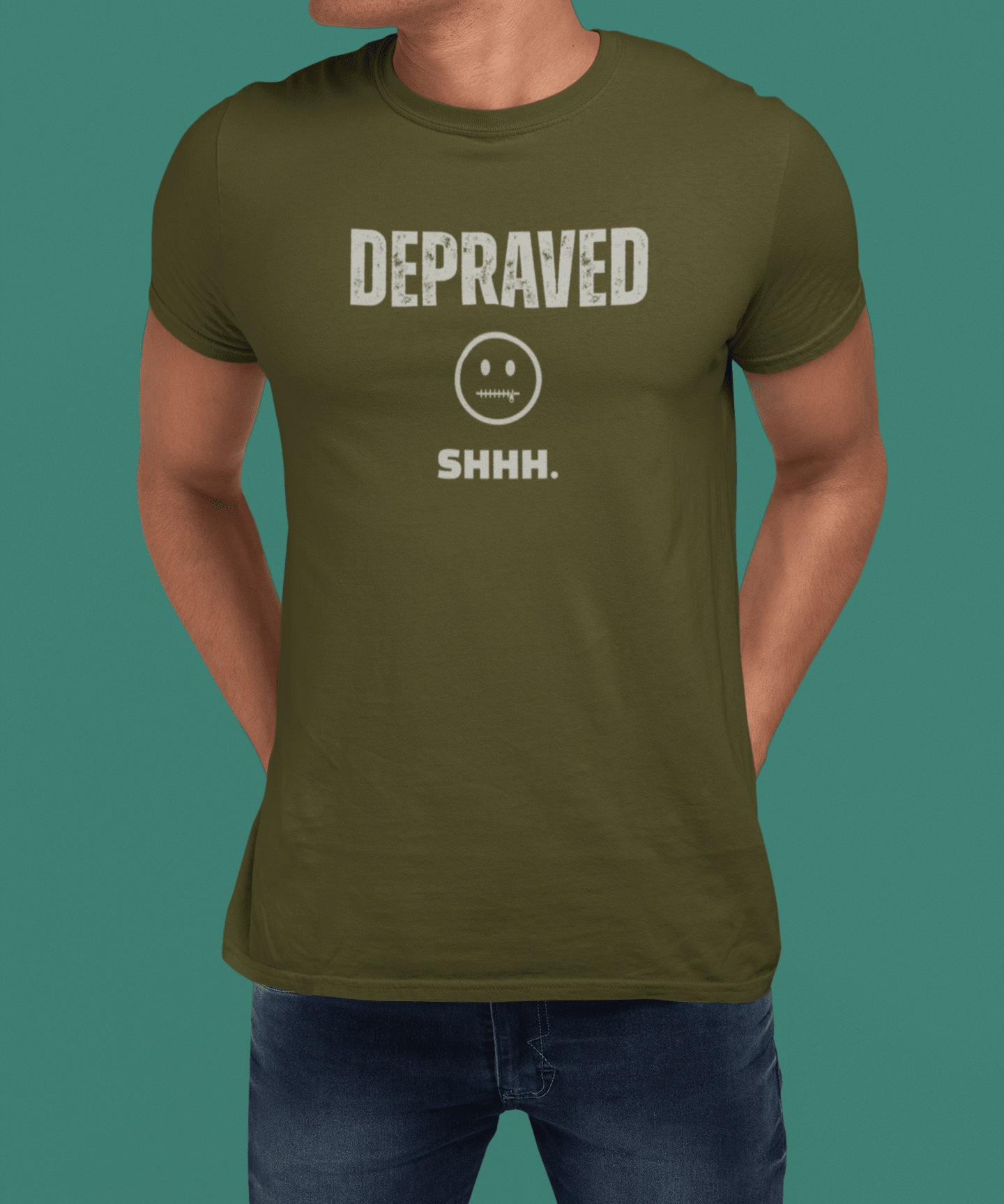 Depraved Shhh Zipper Mouth T-Shirt Dark Humor Satire Graphic Tee - Guilty Kick Apparel