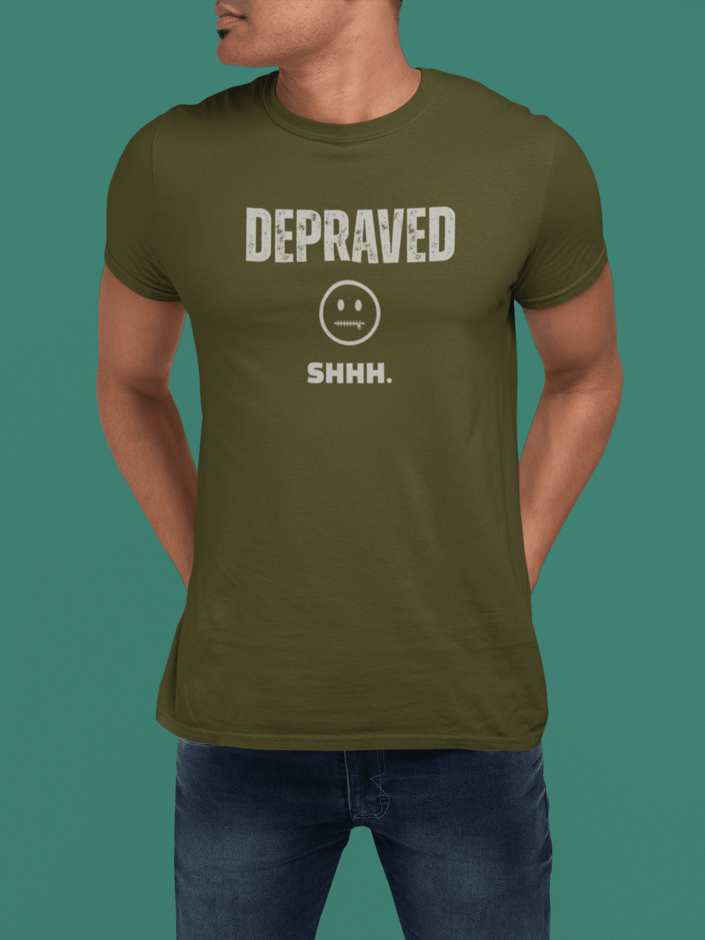 Depraved Shhh Zipper Mouth T-Shirt Dark Humor Satire Graphic Tee - Guilty Kick Apparel