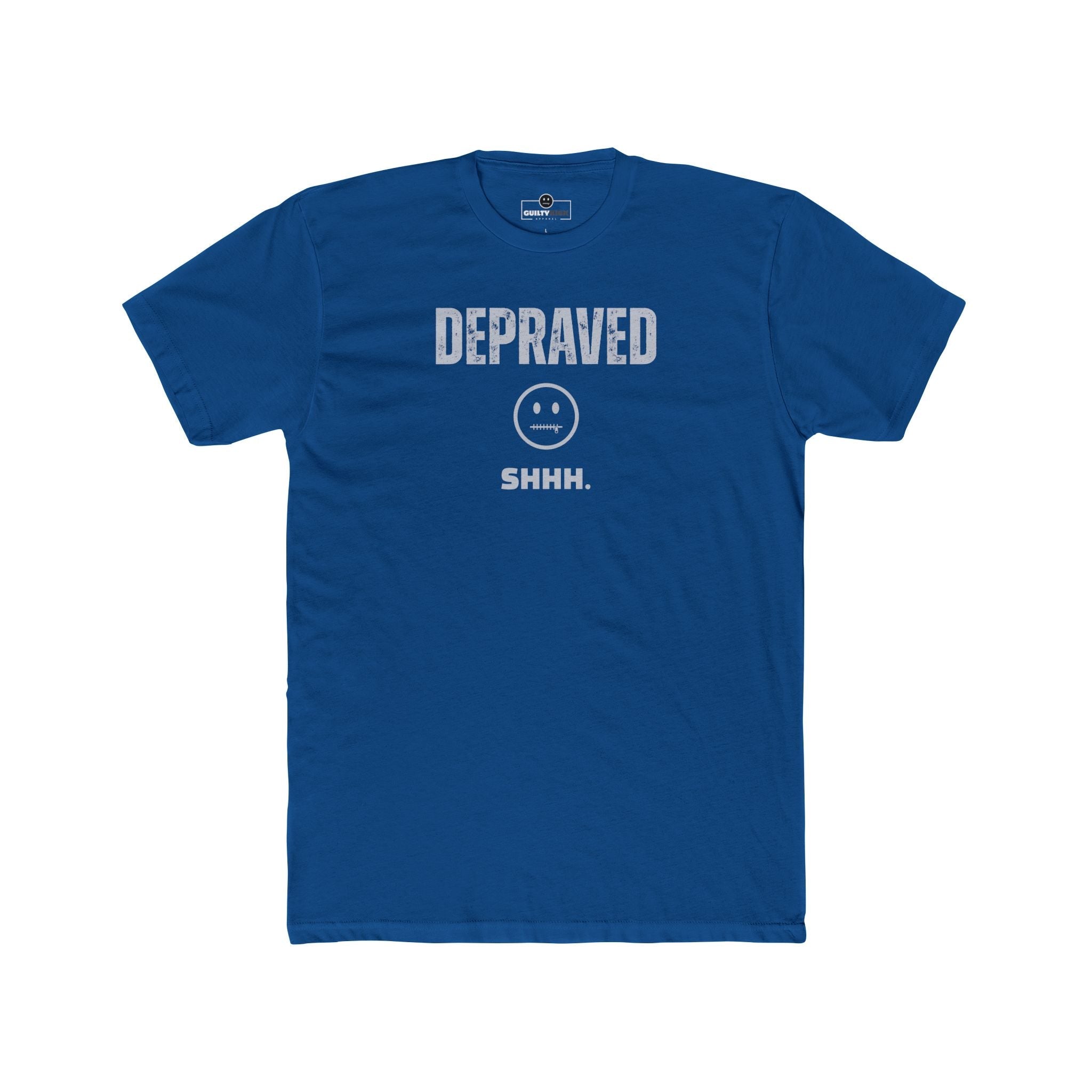 Depraved Shhh Zipper Mouth T-Shirt Dark Humor Satire Graphic Tee - Guilty Kick Apparel