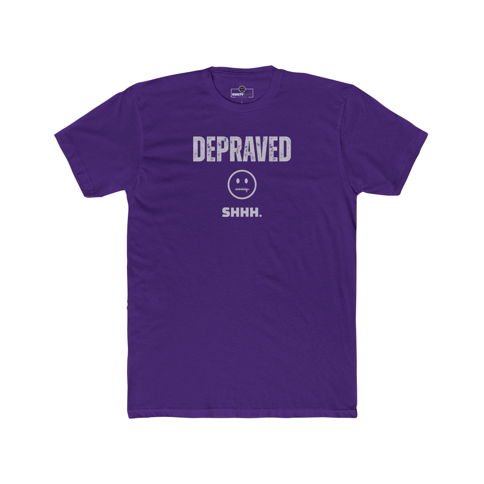 Depraved Shhh Zipper Mouth T-Shirt Dark Humor Satire Graphic Tee - Guilty Kick Apparel