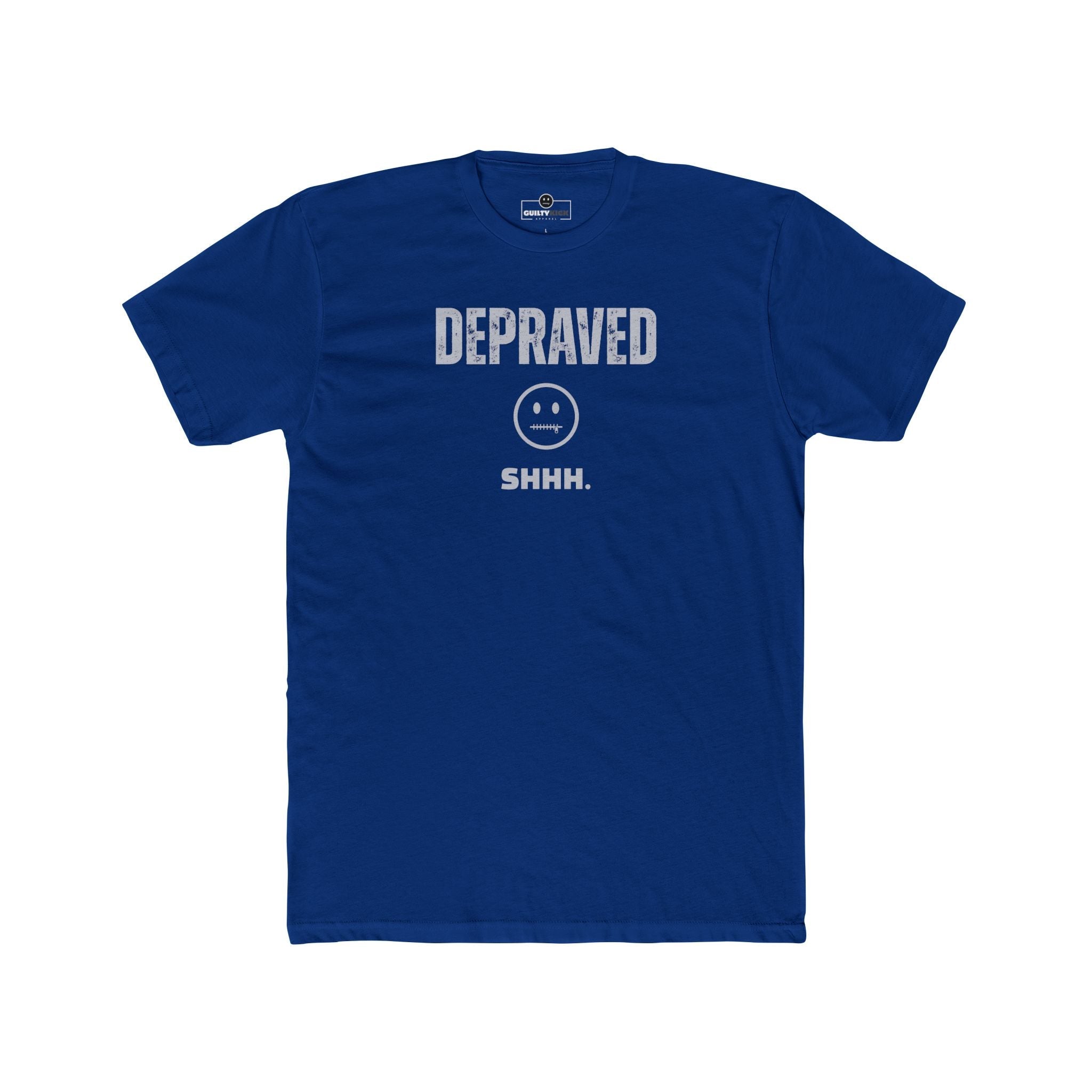 Depraved Shhh Zipper Mouth T-Shirt Dark Humor Satire Graphic Tee - Guilty Kick Apparel