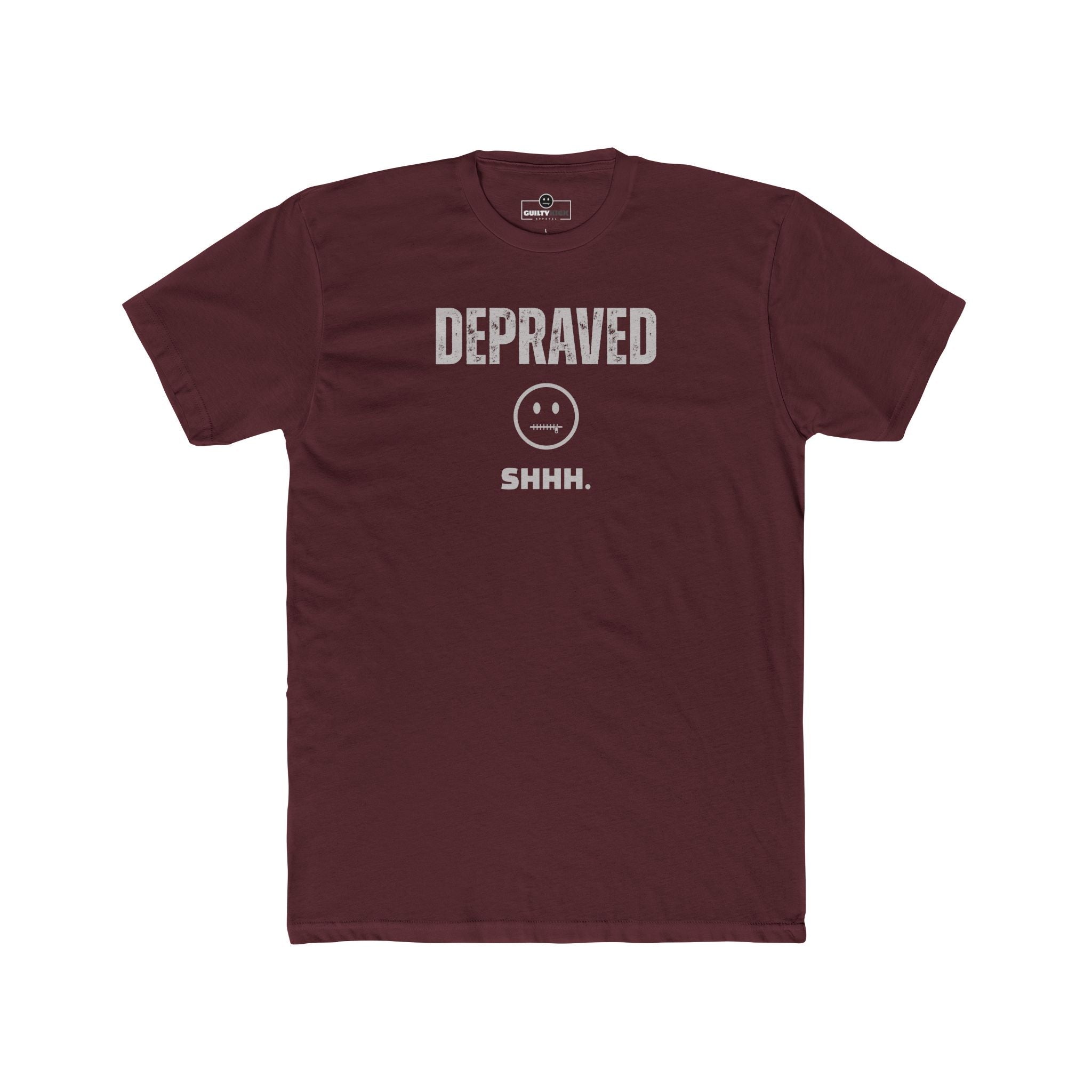 Depraved Shhh Zipper Mouth T-Shirt Dark Humor Satire Graphic Tee - Guilty Kick Apparel