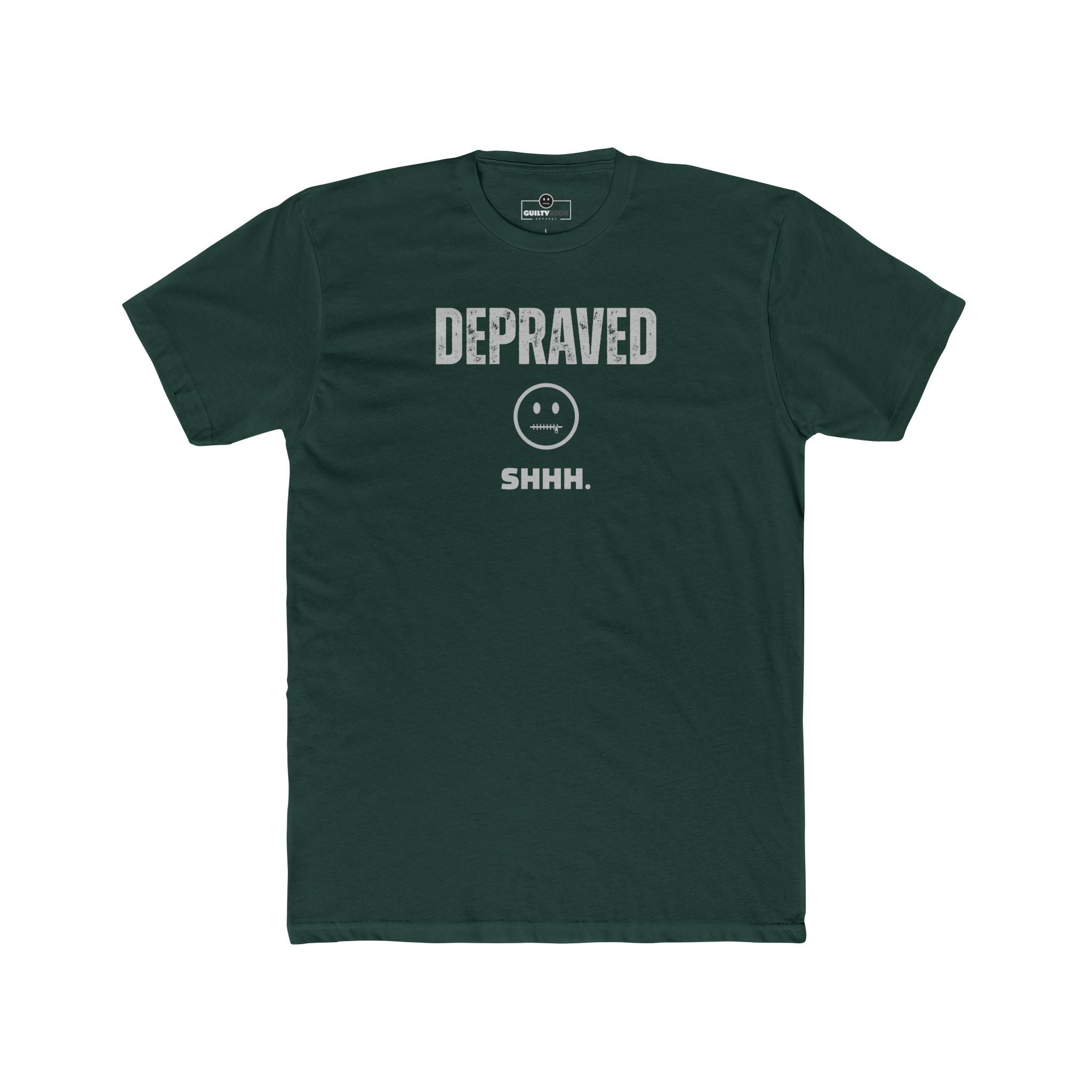 Depraved Shhh Zipper Mouth T-Shirt Dark Humor Satire Graphic Tee - Guilty Kick Apparel