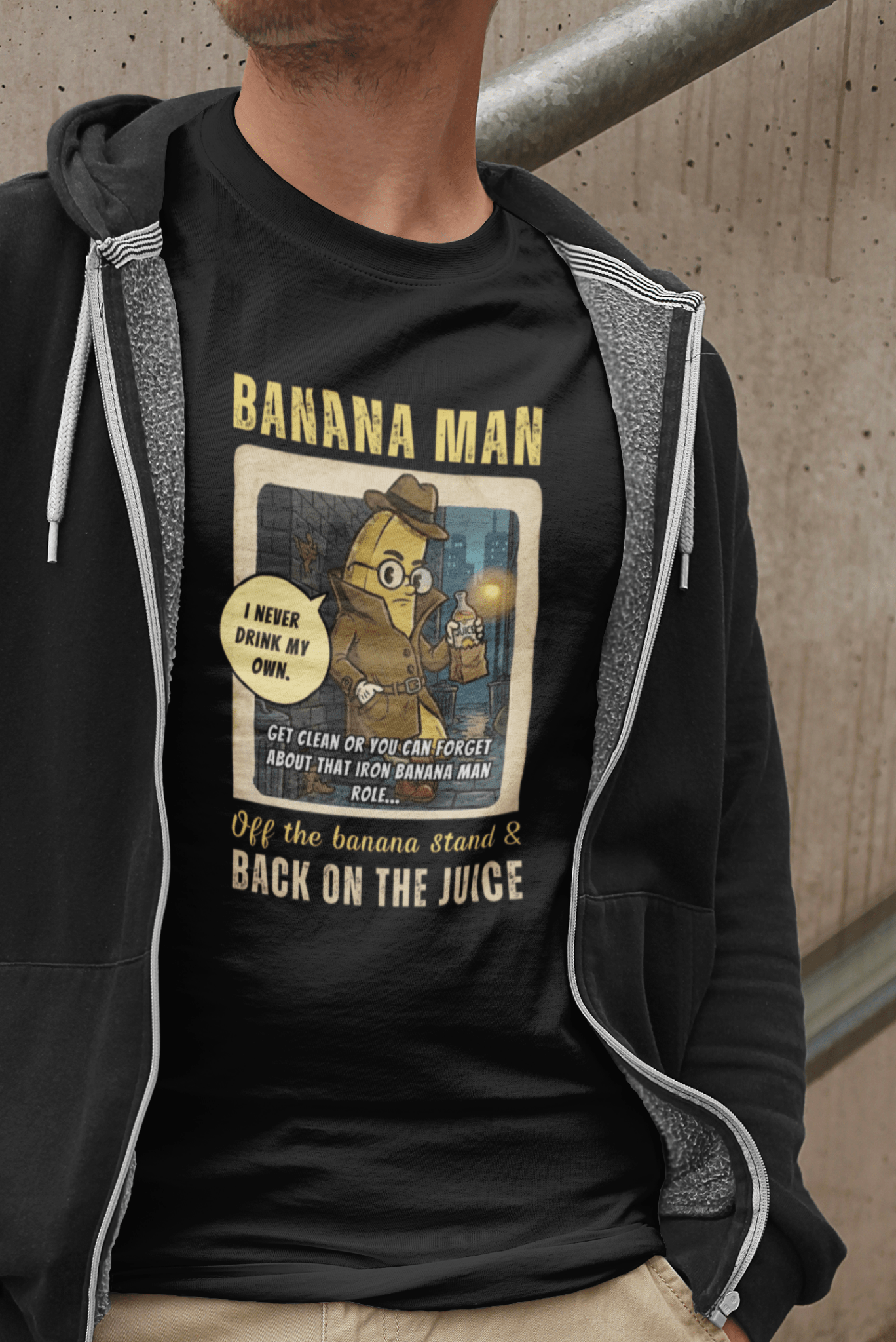 Detective Banana Hardboiled Noir Parody T-Shirt - Gritty Pulp Fiction Humor Tee - Guilty Kick Apparel