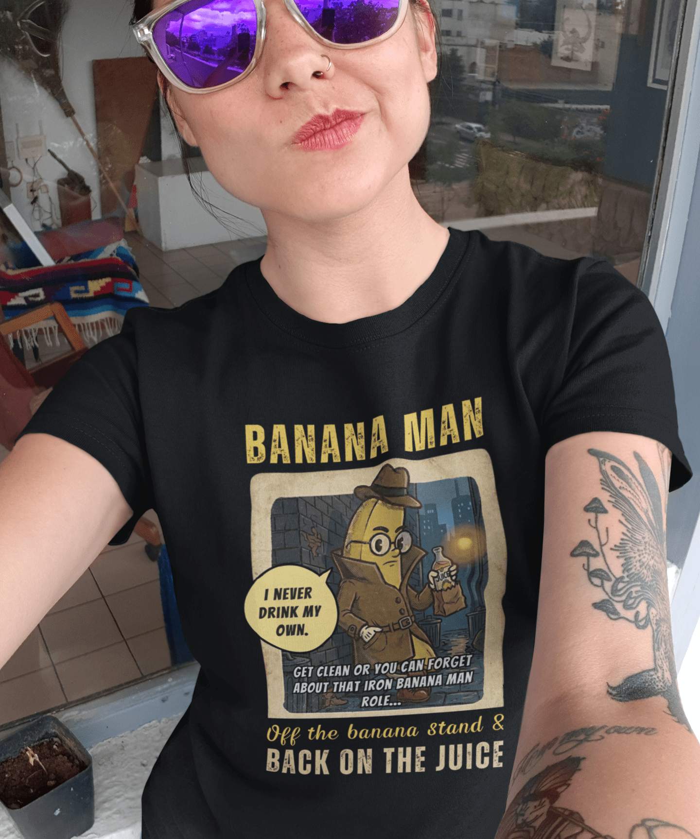 Detective Banana Hardboiled Noir Parody T-Shirt - Gritty Pulp Fiction Humor Tee - Guilty Kick Apparel