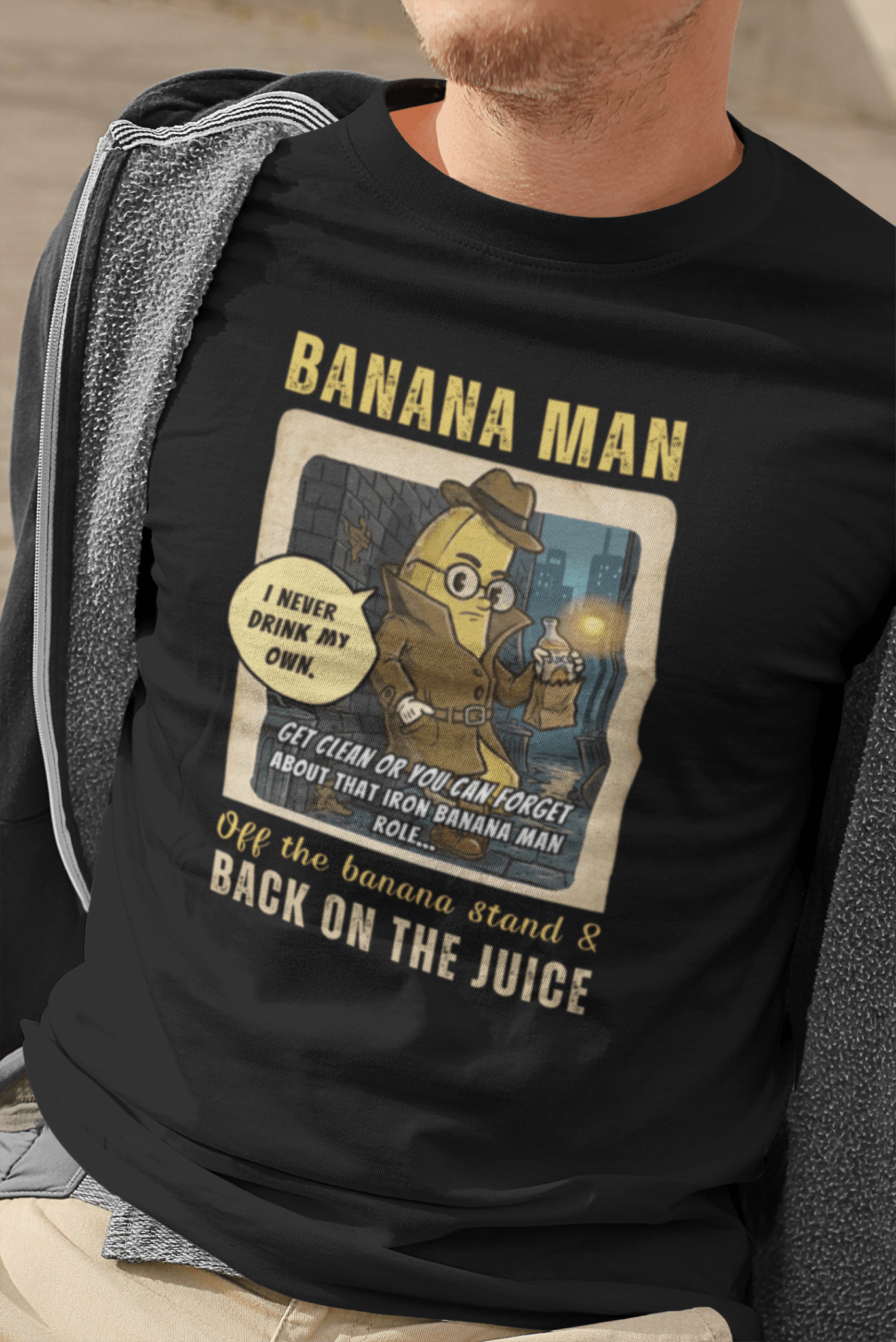 Detective Banana Hardboiled Noir Parody T-Shirt - Gritty Pulp Fiction Humor Tee - Guilty Kick Apparel