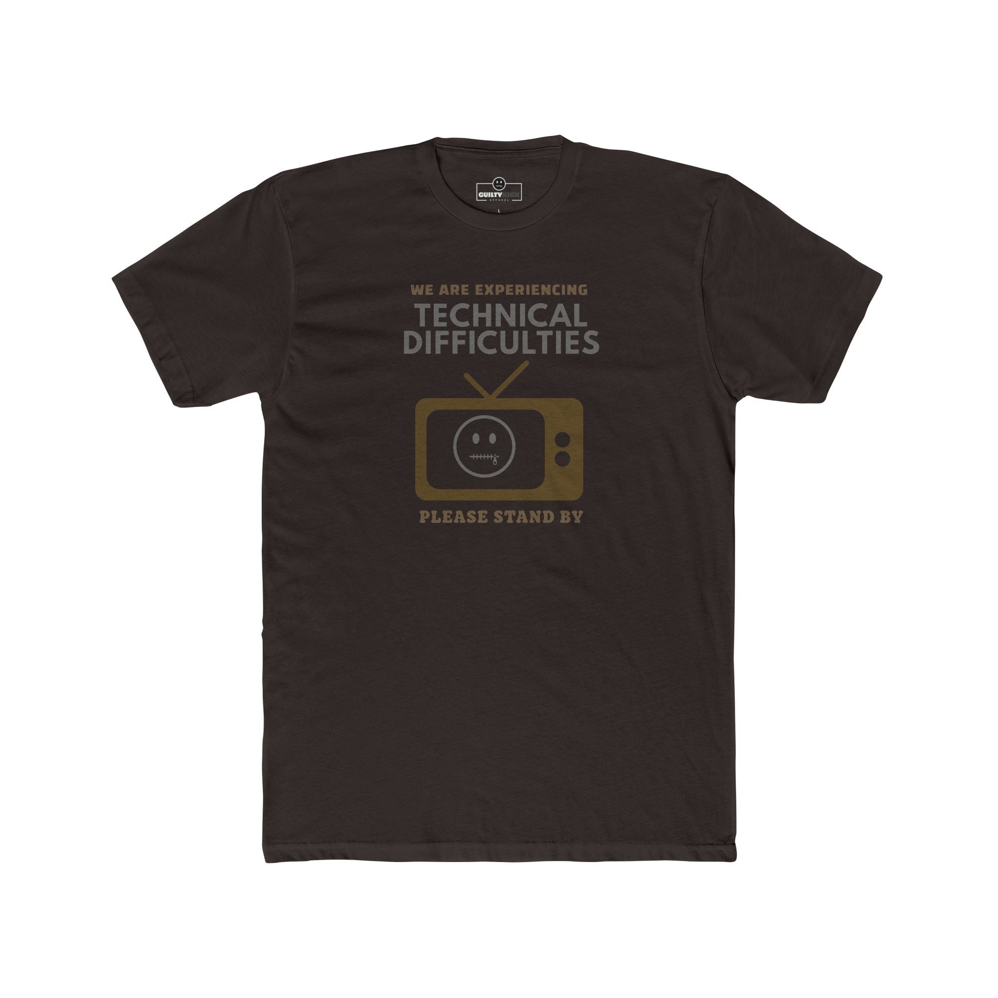 Distressed, Vintage Technical Difficulties Retro TV Graphic Tee, Funny Satire T-Shirt - Guilty Kick Apparel