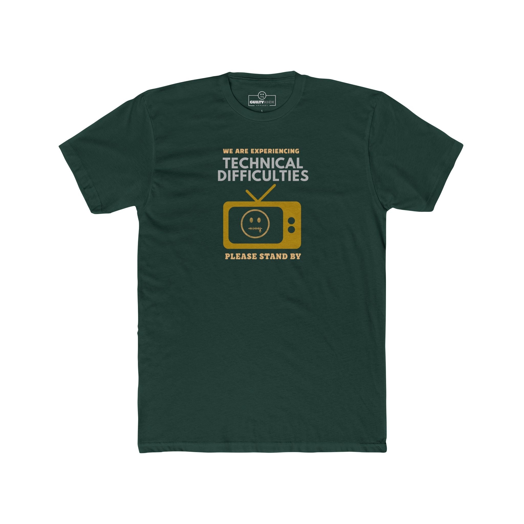 Distressed, Vintage Technical Difficulties Retro TV Graphic Tee, Funny Satire T-Shirt - Guilty Kick Apparel