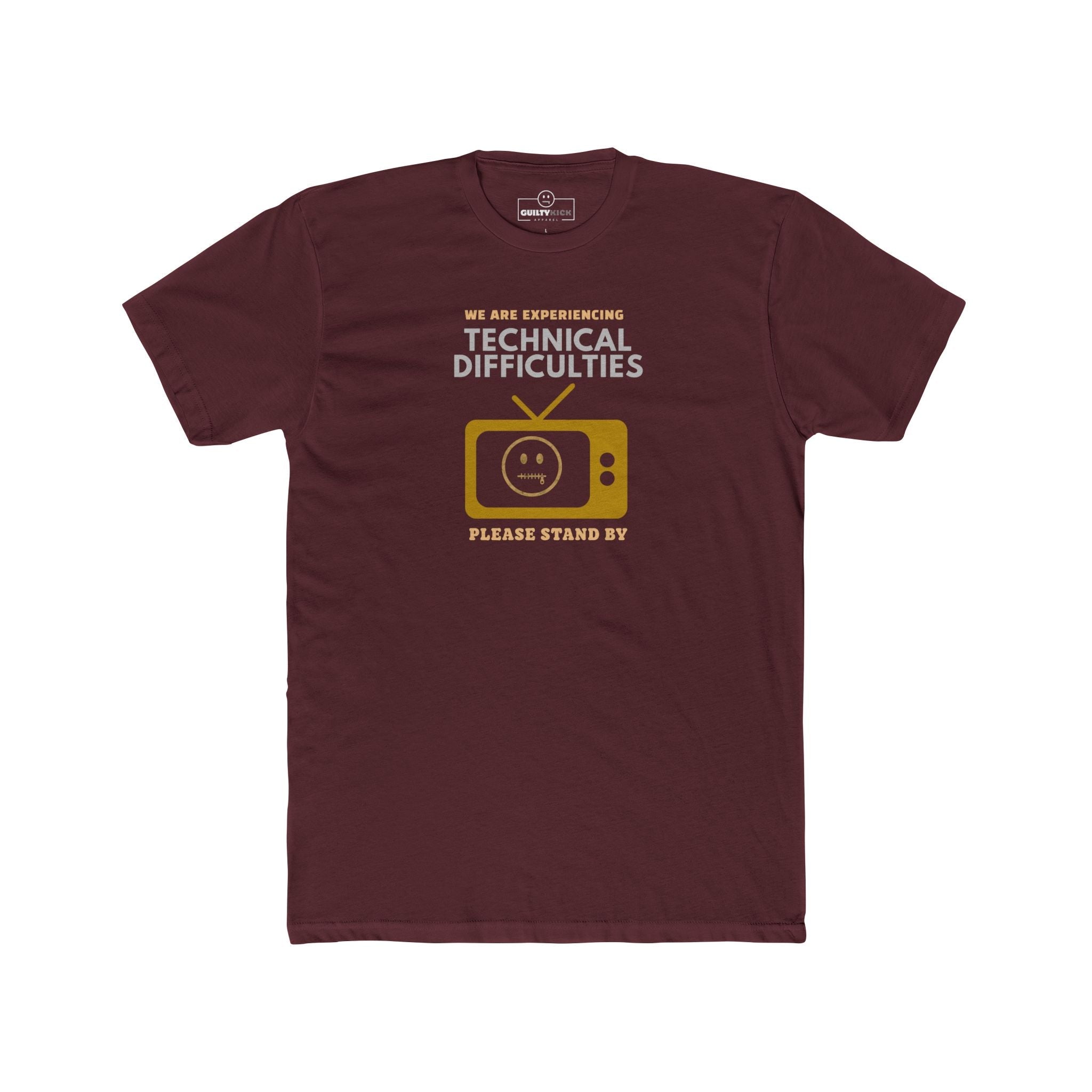Distressed, Vintage Technical Difficulties Retro TV Graphic Tee, Funny Satire T-Shirt - Guilty Kick Apparel
