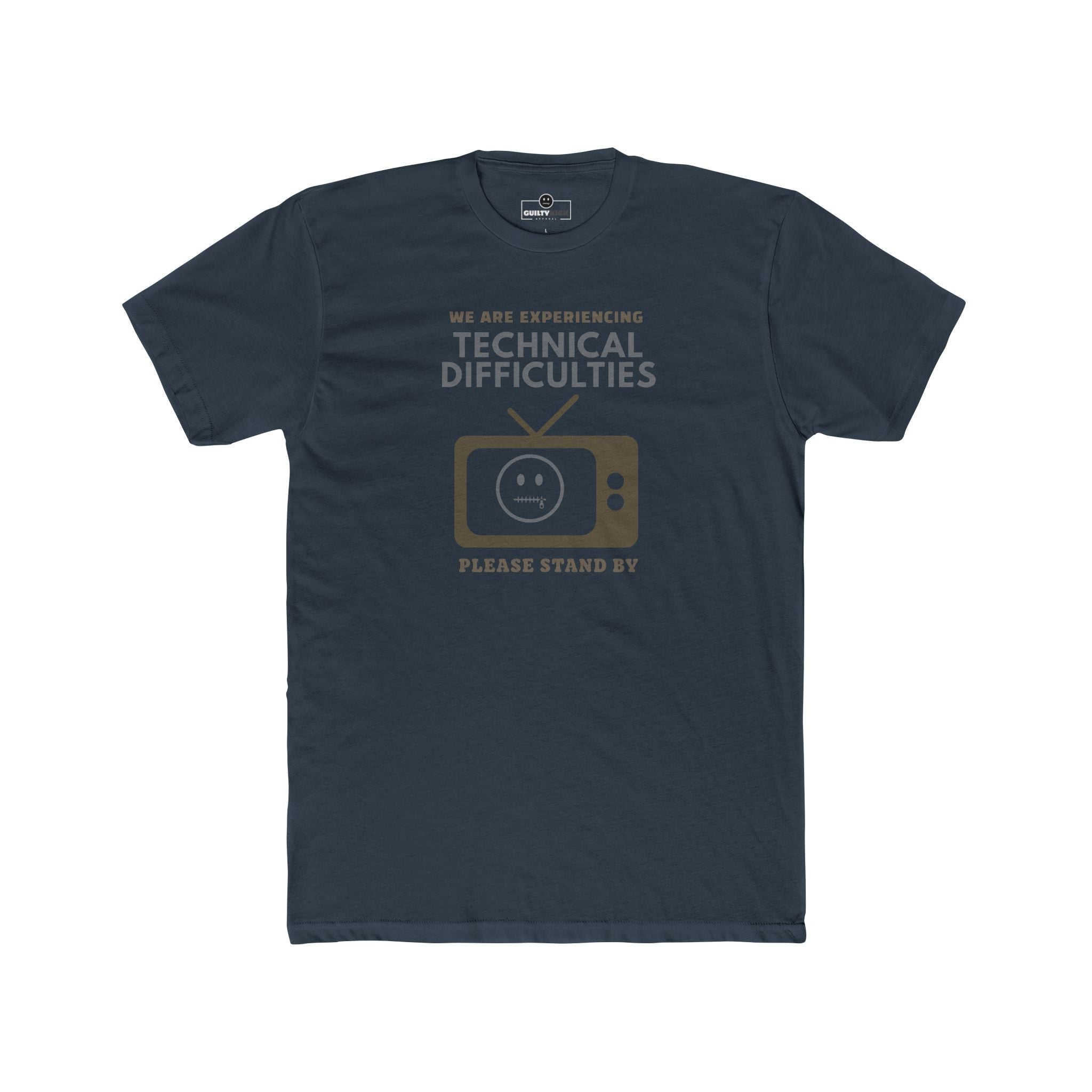 Distressed, Vintage Technical Difficulties Retro TV Graphic Tee, Funny Satire T-Shirt - Guilty Kick Apparel