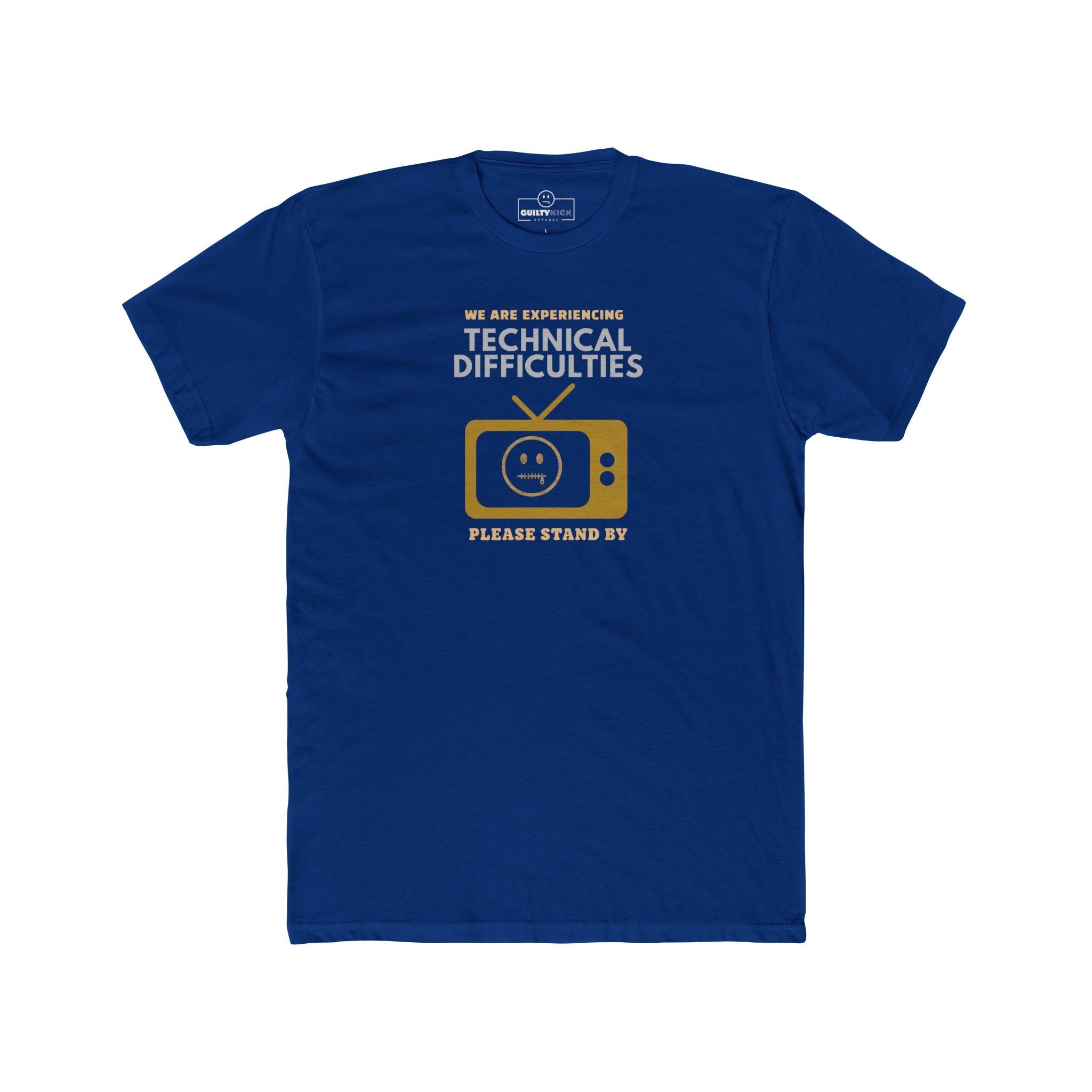 Distressed, Vintage Technical Difficulties Retro TV Graphic Tee, Funny Satire T-Shirt - Guilty Kick Apparel
