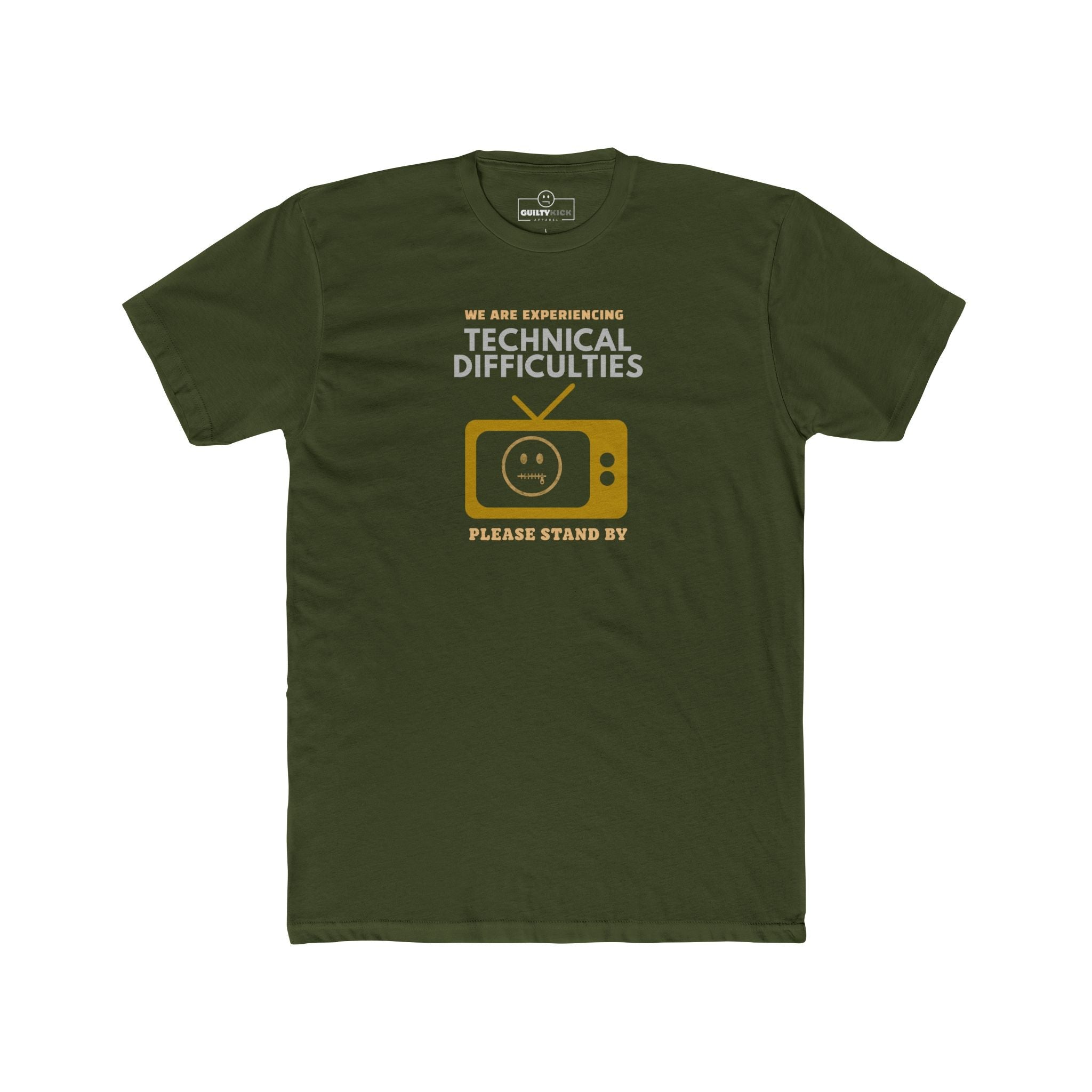 Distressed, Vintage Technical Difficulties Retro TV Graphic Tee, Funny Satire T-Shirt - Guilty Kick Apparel