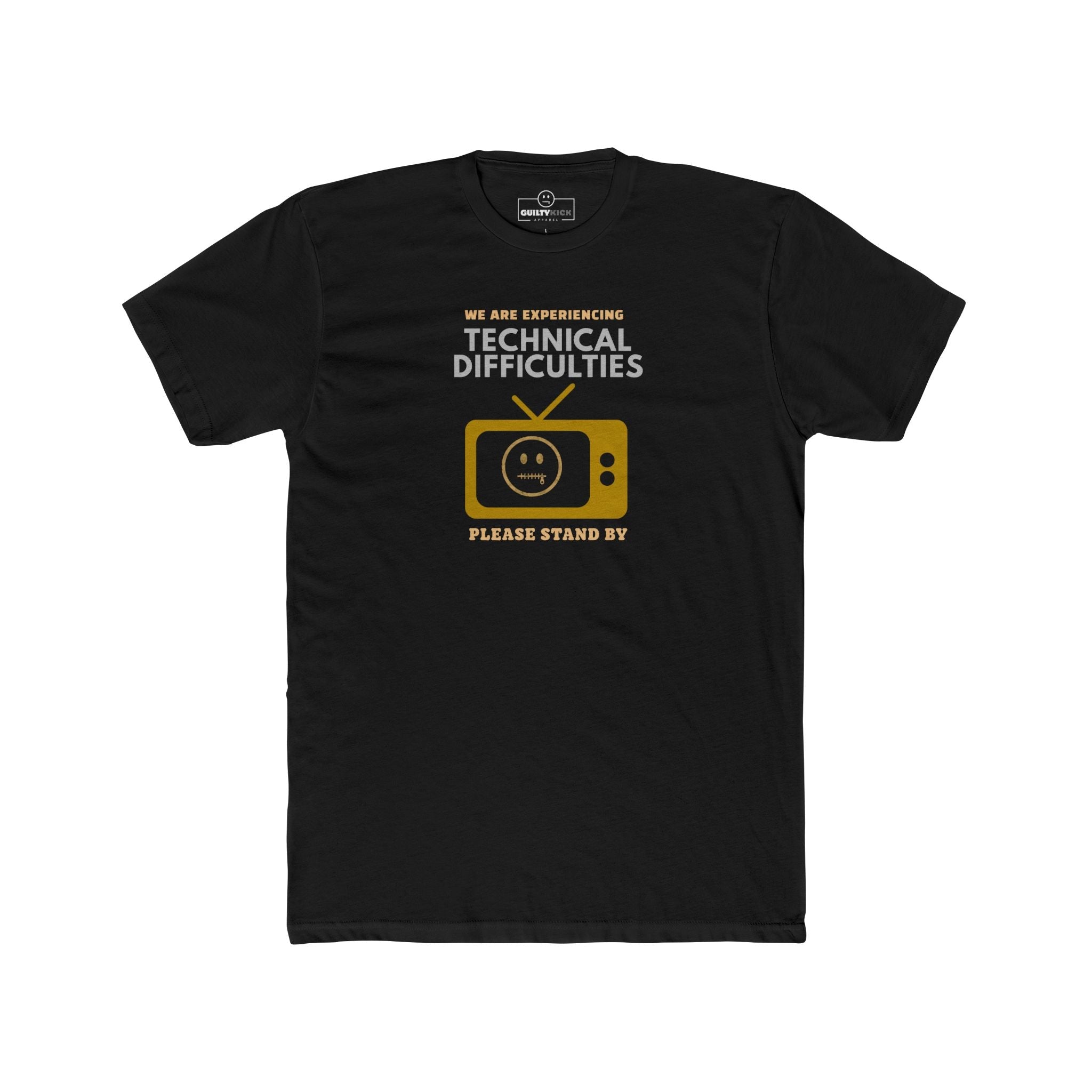 Distressed, Vintage Technical Difficulties Retro TV Graphic Tee, Funny Satire T-Shirt - Guilty Kick Apparel