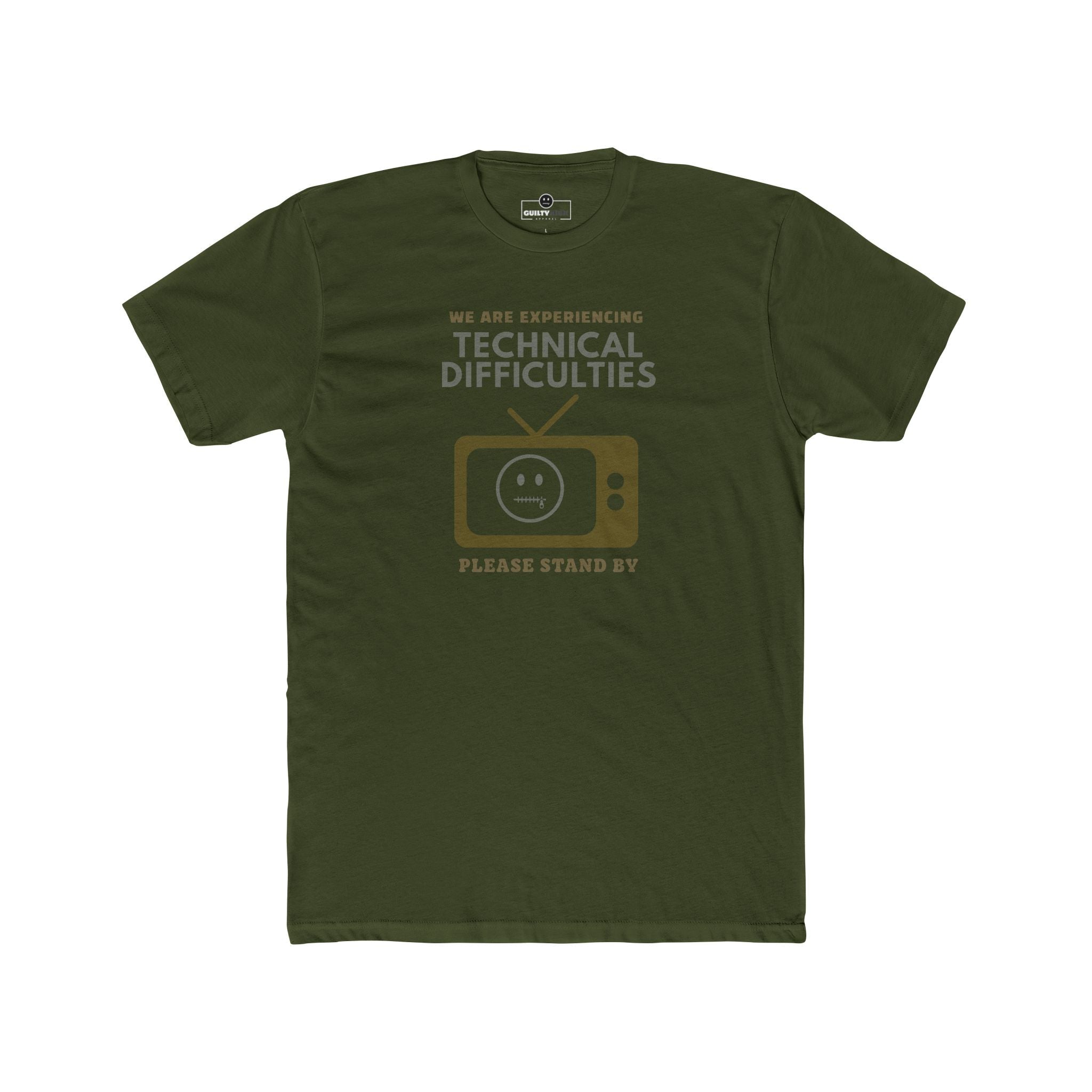 Distressed, Vintage Technical Difficulties Retro TV Graphic Tee, Funny Satire T-Shirt - Guilty Kick Apparel