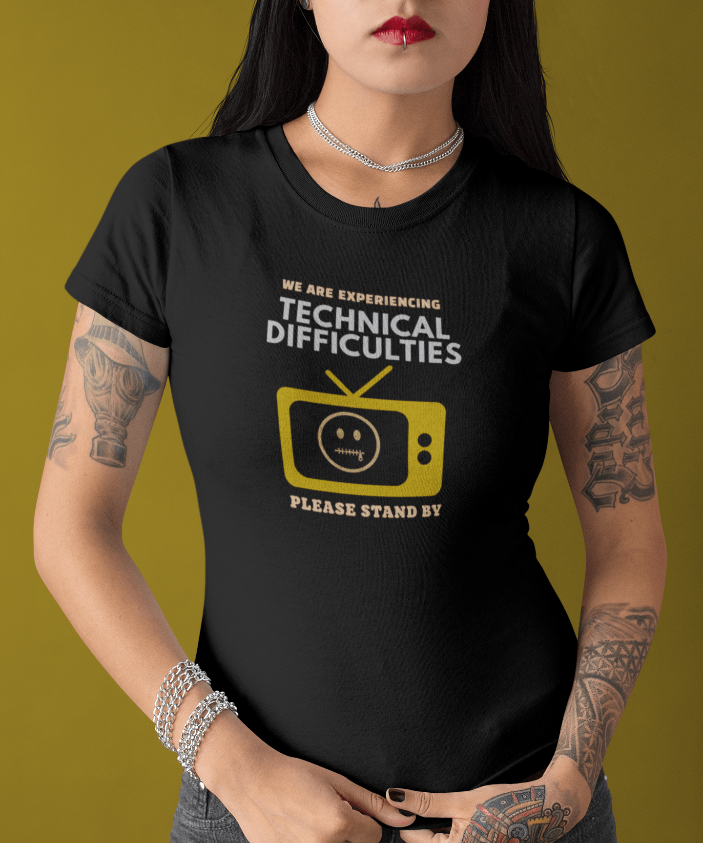 Distressed, Vintage Technical Difficulties Retro TV Graphic Tee, Funny Satire T-Shirt - Guilty Kick Apparel