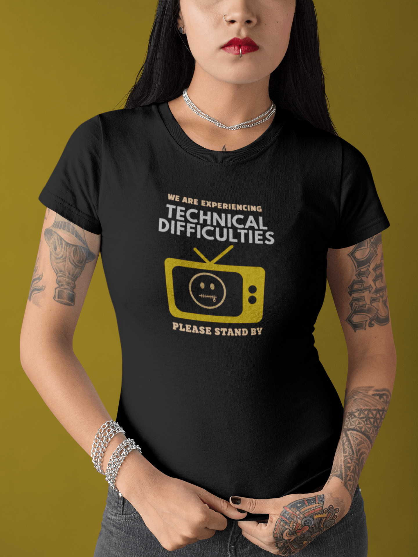 Distressed, Vintage Technical Difficulties Retro TV Graphic Tee, Funny Satire T-Shirt - Guilty Kick Apparel